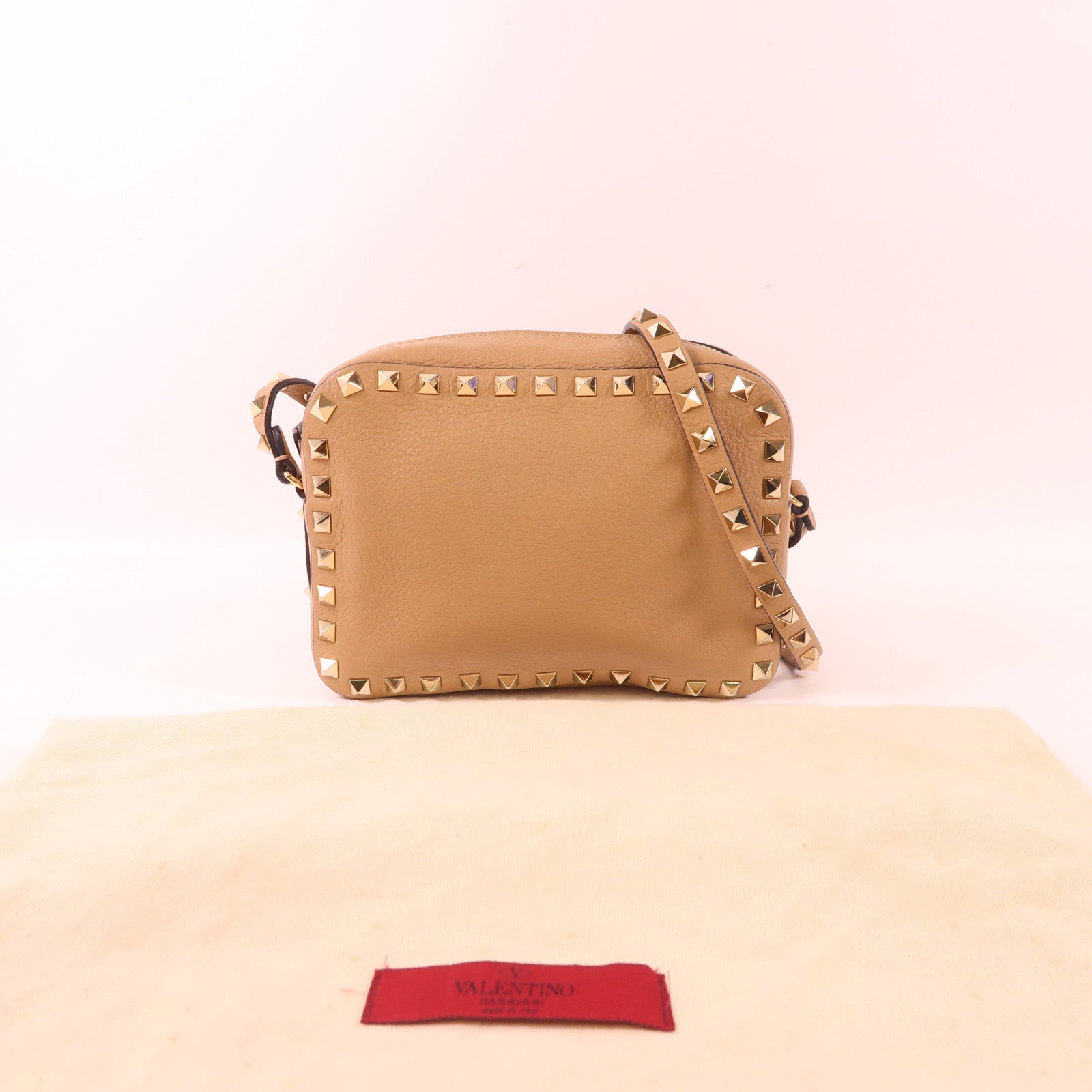 Valentino 牛皮皮革Shoulder Bag金扣肩背袋