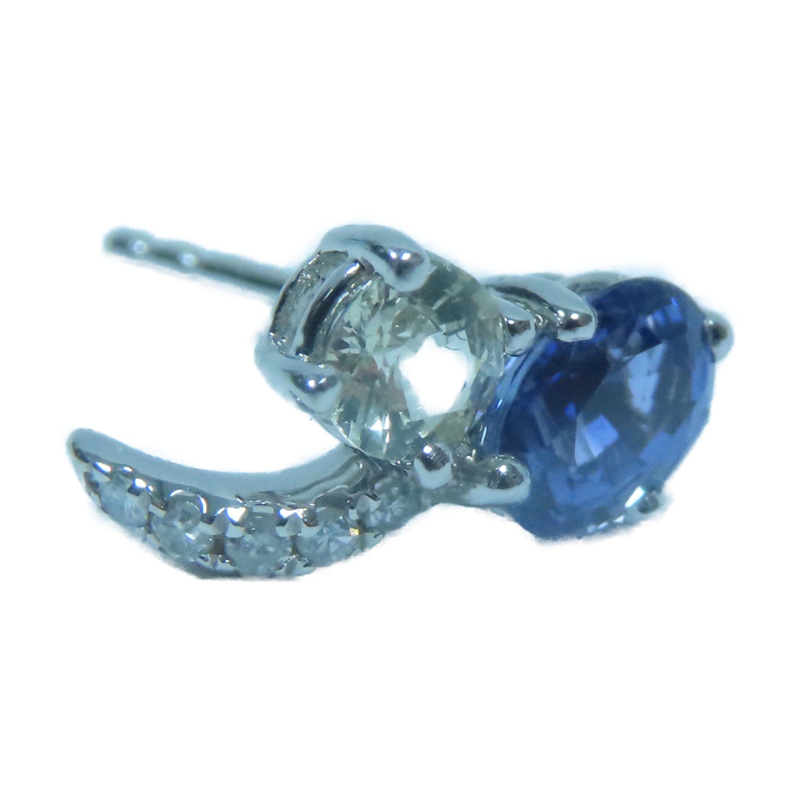 JEWELRY **【激減優惠】18K白金Sapphire Diamond Earrings 1.34ct藍寶石/0.06ct鑽石耳環銀色/藍色