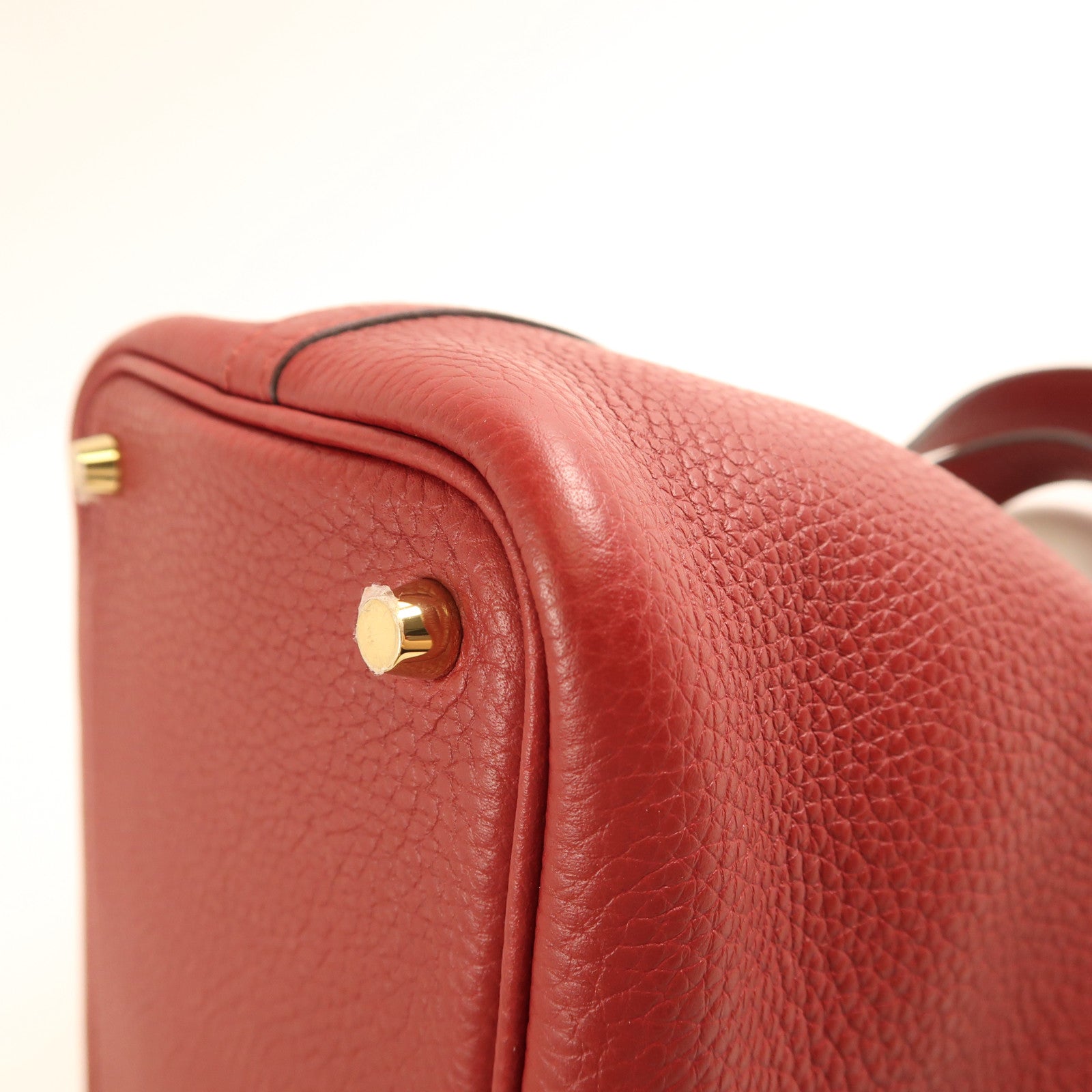 HERMES Clemence皮革Picotin PM金扣手挽袋Rouge Grenat