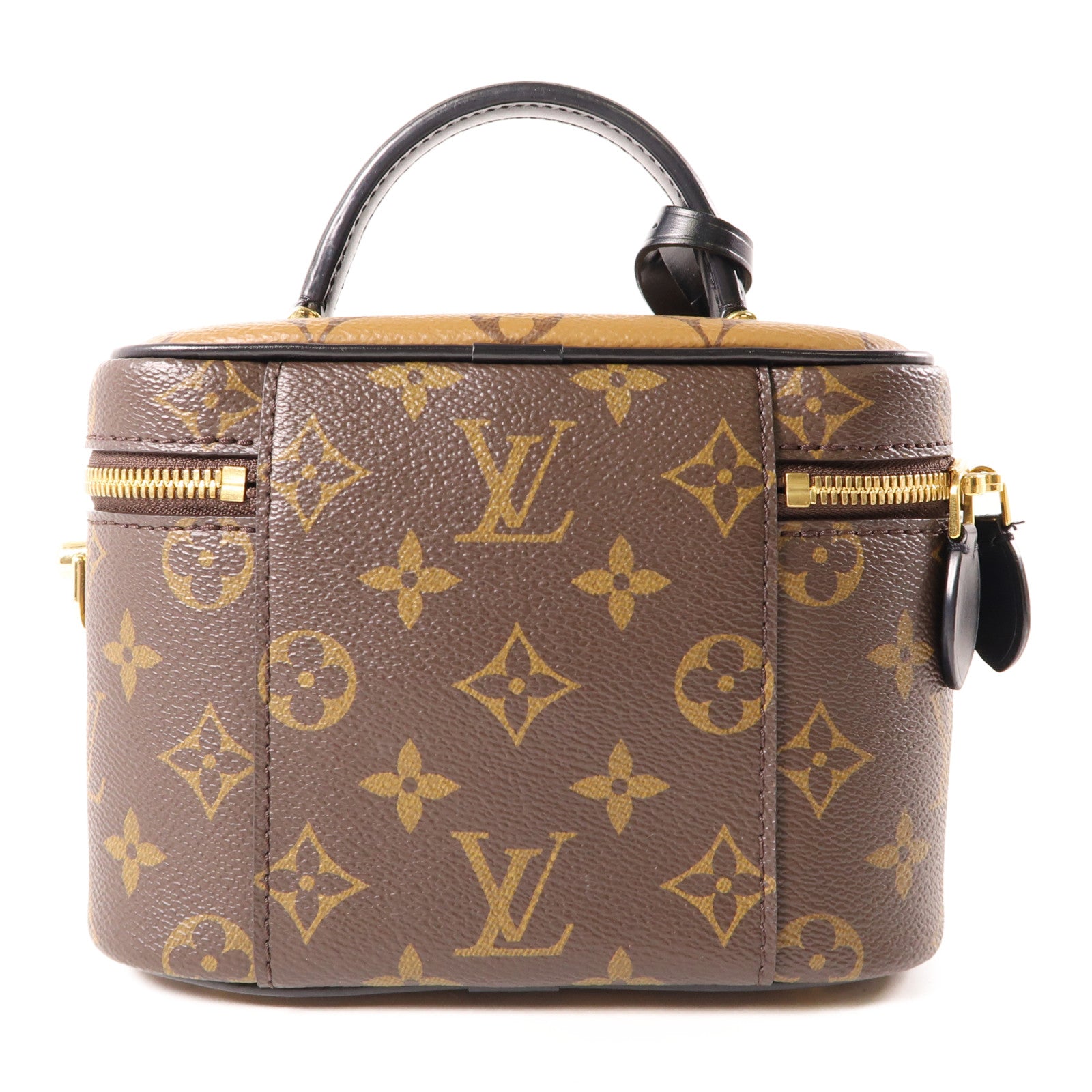 LOUIS VUITTON Monogram Reverse Vanity PM金扣手挽肩背兩用袋棕色