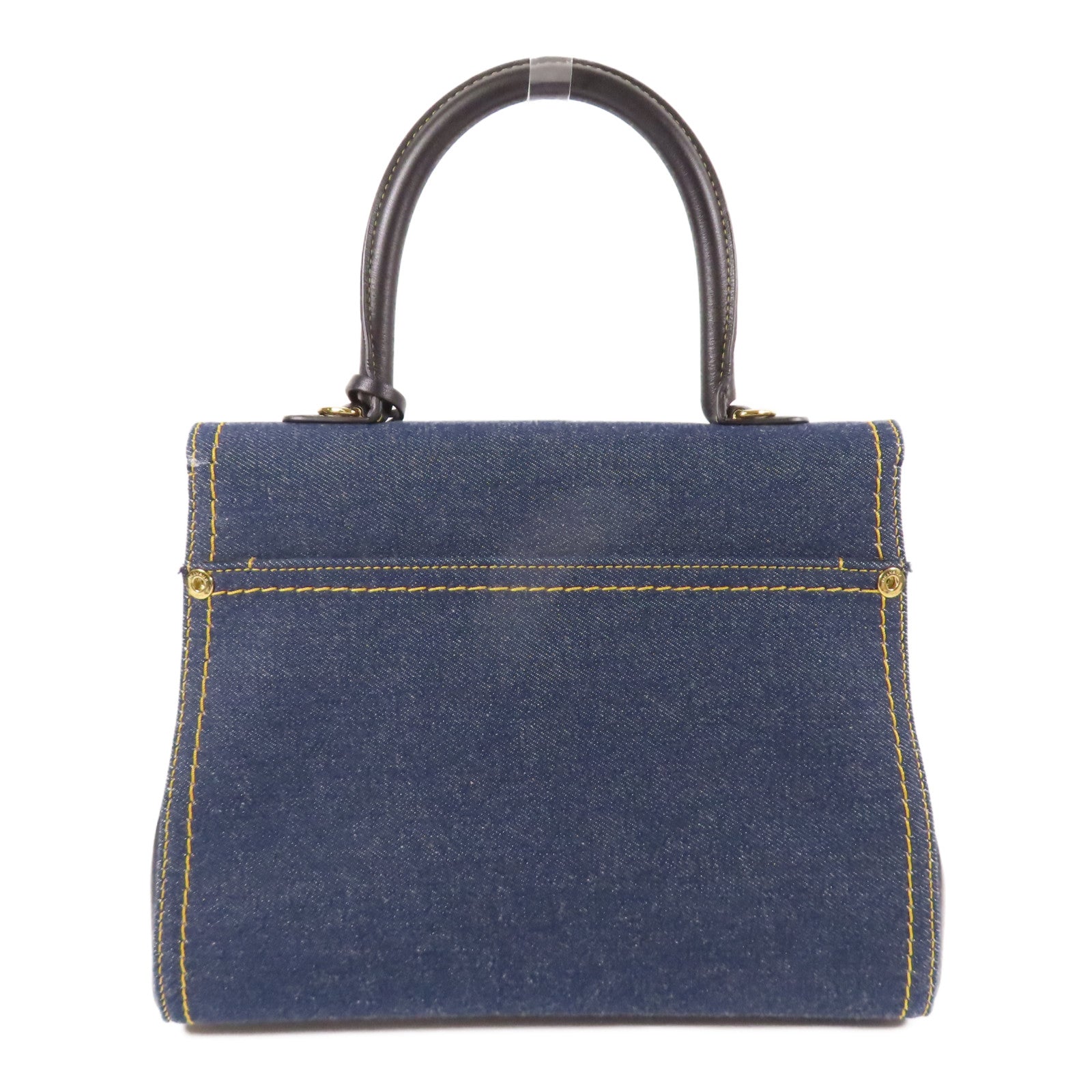 Delvaux 帆布Brillant Trench金扣手挽肩背兩用袋黑色/藍色