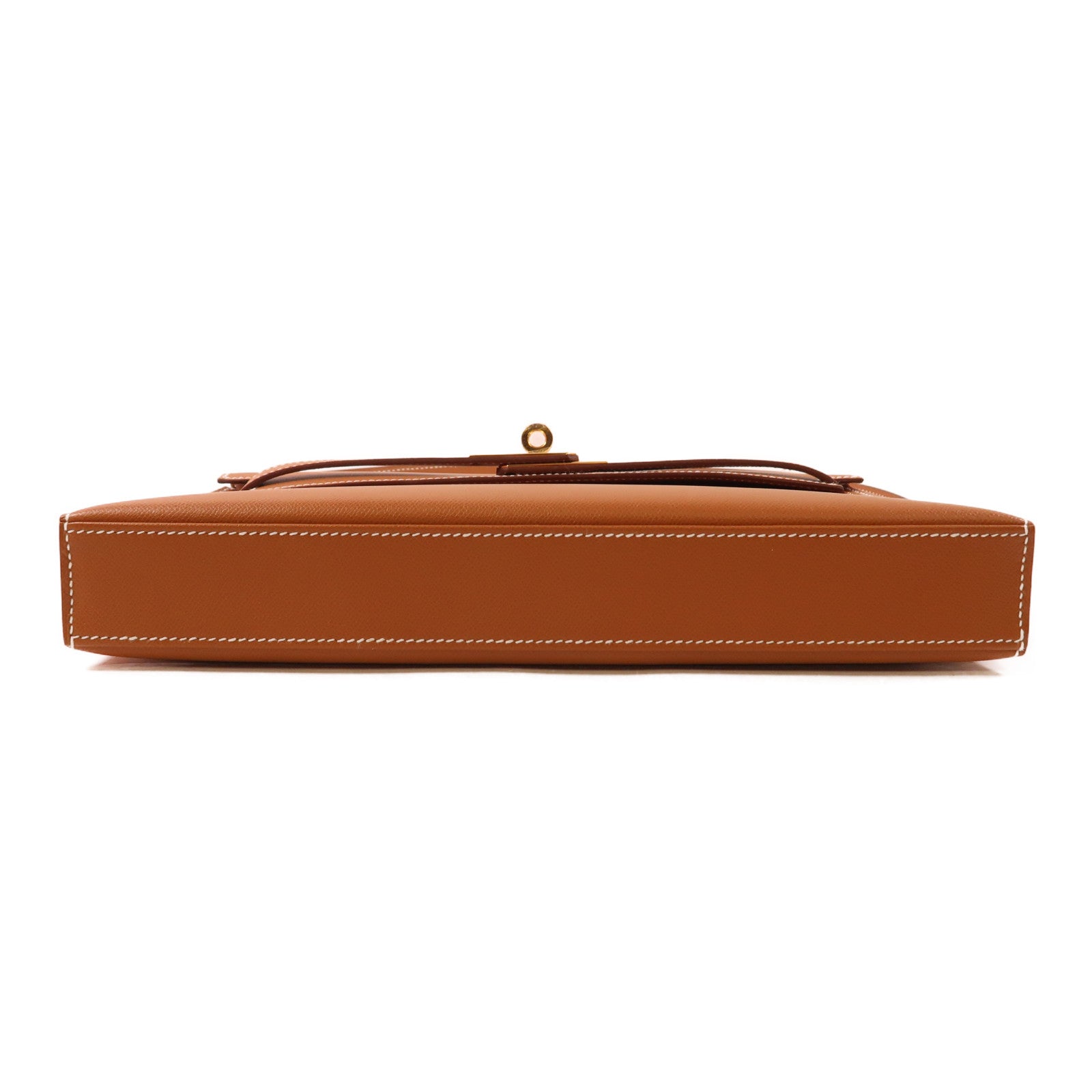 HERMES Madame皮革Kelly Elan金扣肩背袋Gold