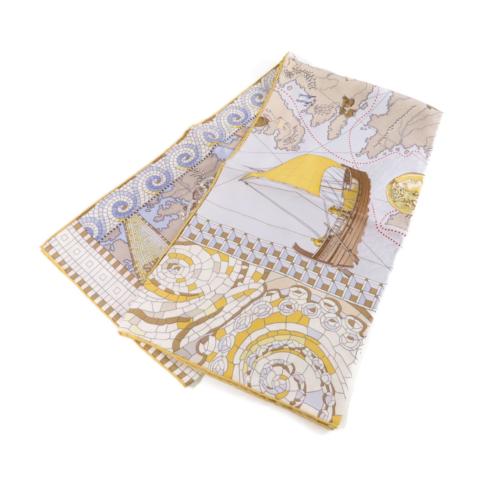 HERMES 絲質90x90 Scarf絲巾黃色/灰色/彩色