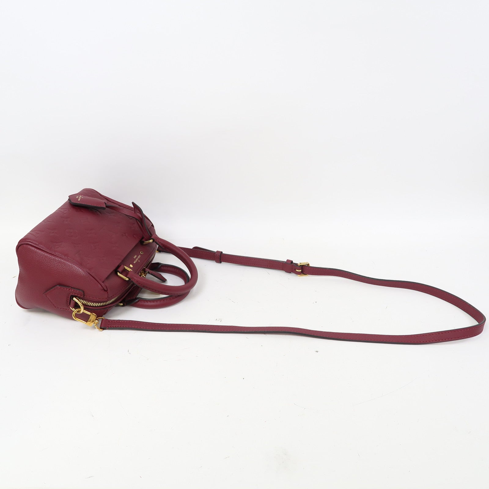 LOUIS VUITTON Monogram Empreinte Speedy 25金扣手挽肩背兩用袋紅色
