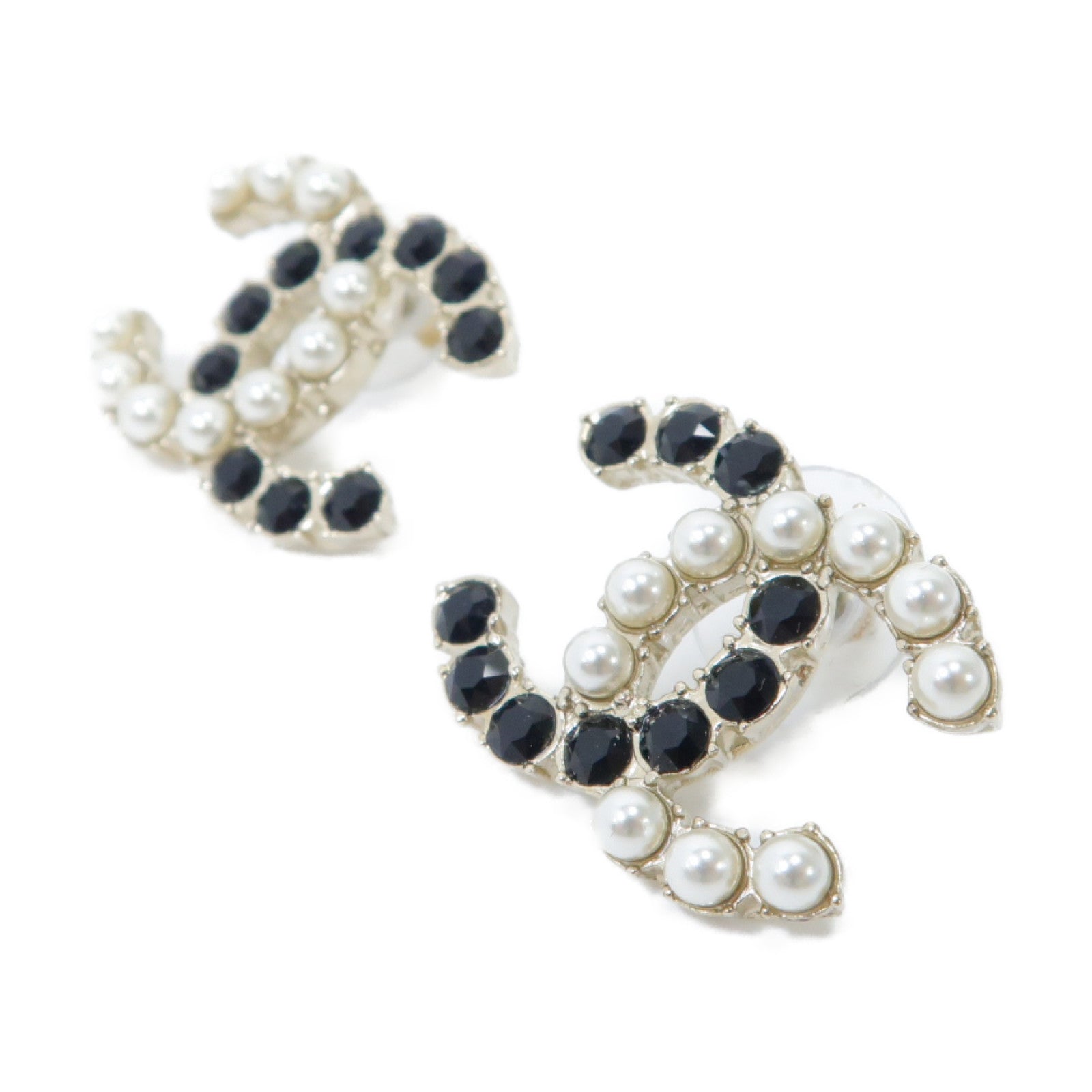 CHANEL 金屬Earrings耳環黑色/白色