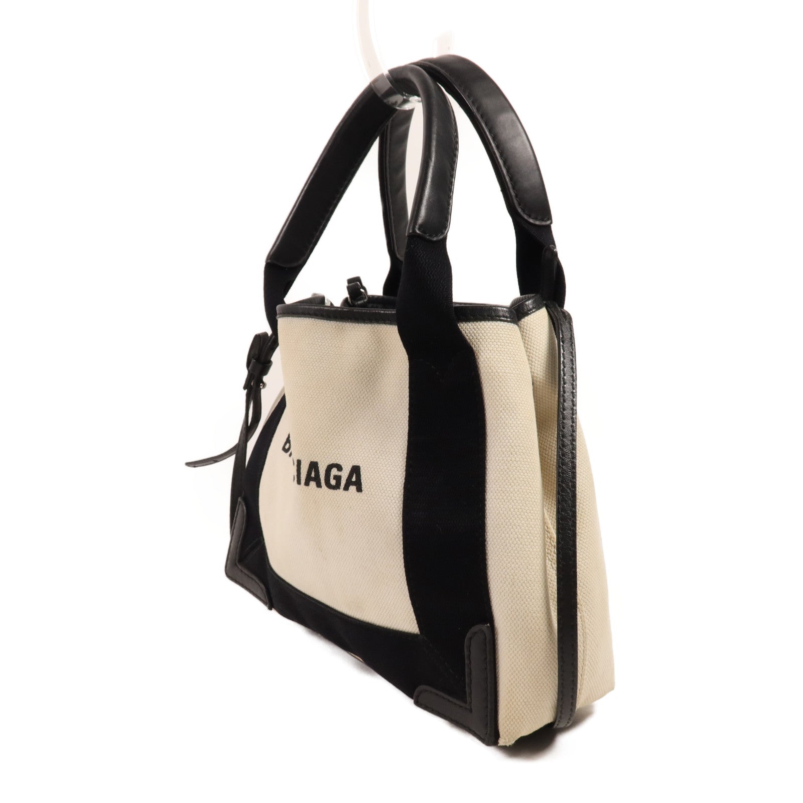 BALENCIAGA 帆布Cabas XS銀扣手挽肩背兩用袋