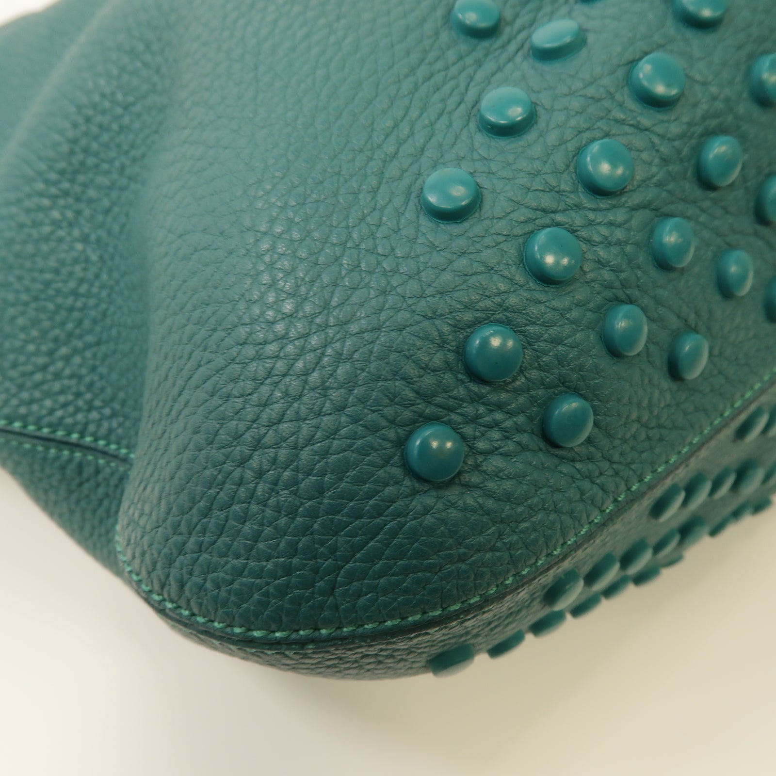TOD’S 牛皮皮革Tote Bag銀扣手挽袋綠色