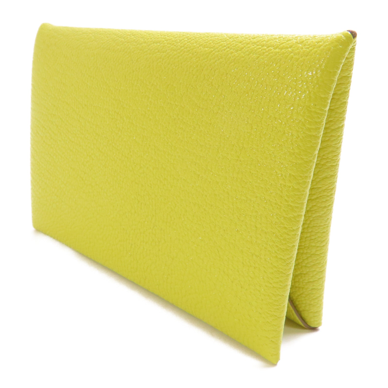 HERMES Chevre皮革Calvi卡片套Lime