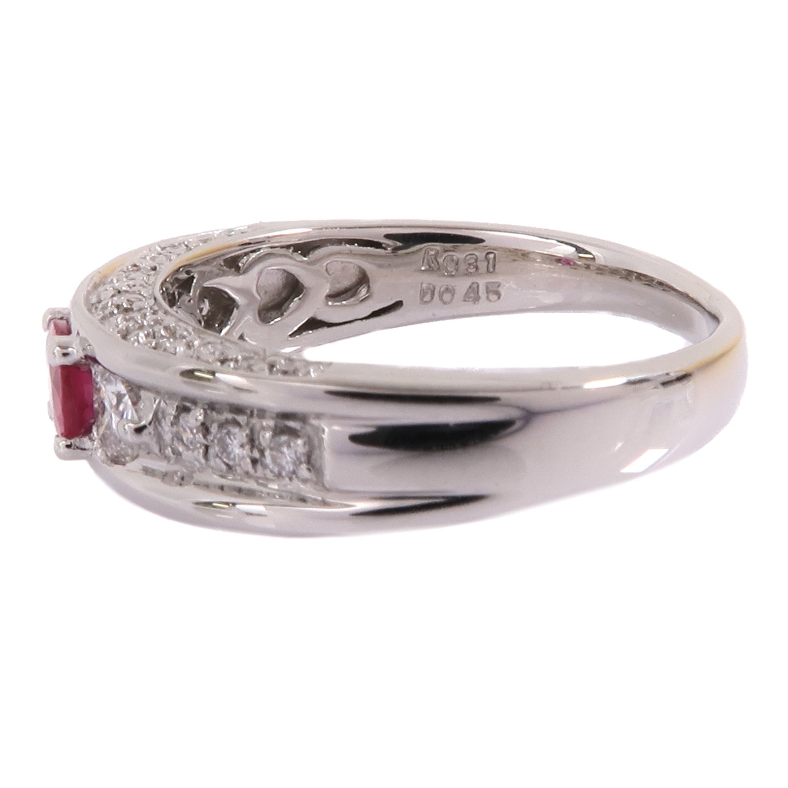 JEWELRY 【激減優惠】PT900鉑金Ruby/Diamond Ring紅寶石/鑽石戒指US#6.5