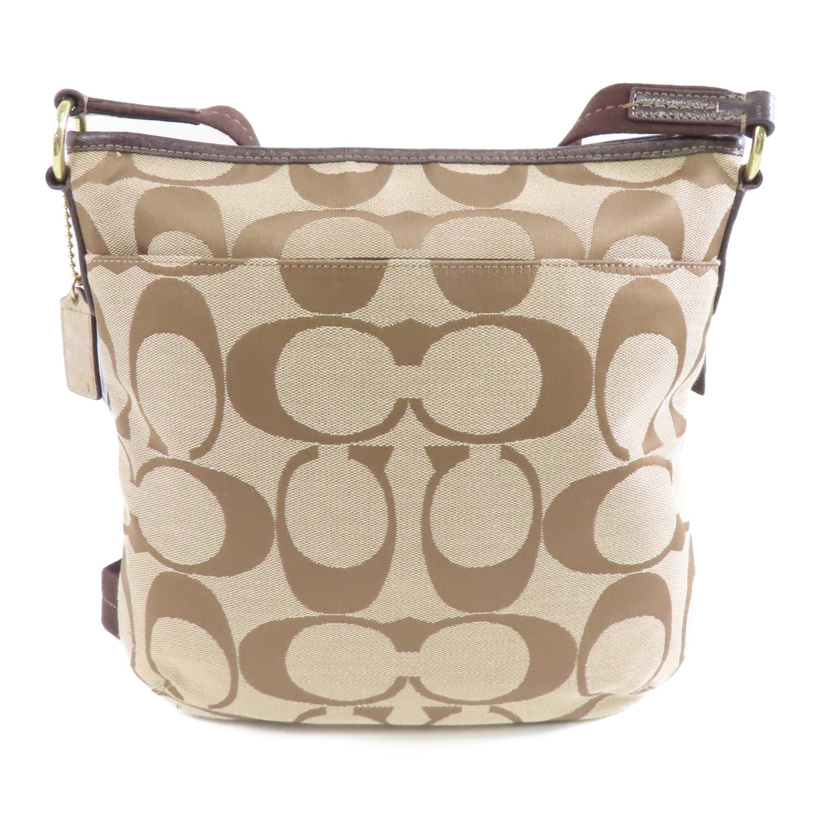 COACH 帆布Shoulder Bag金扣肩背袋棕色
