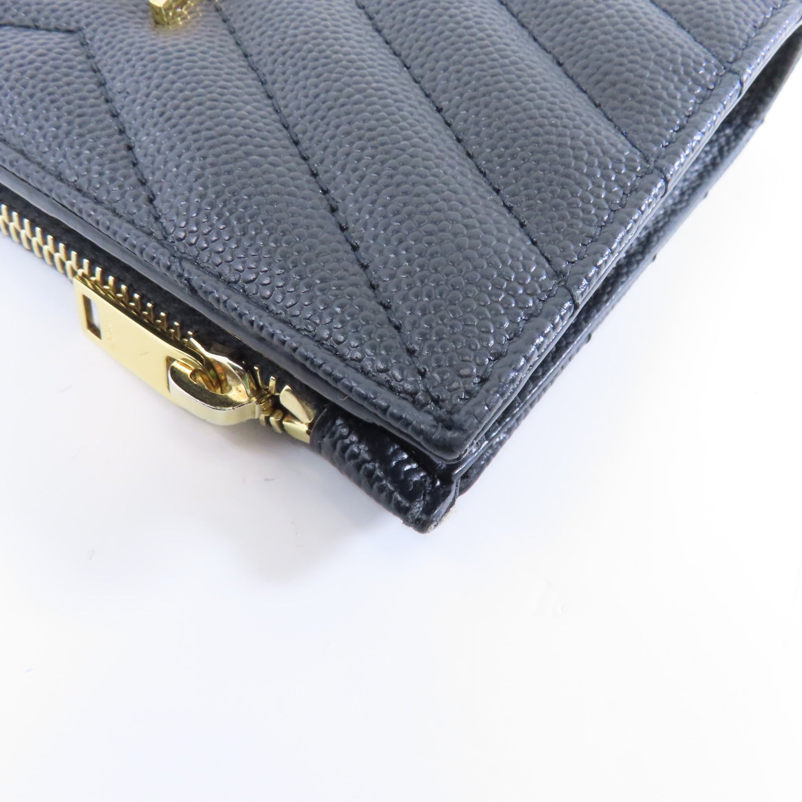 SAINT LAURENT 牛皮皮革Wallet金扣錢包黑色
