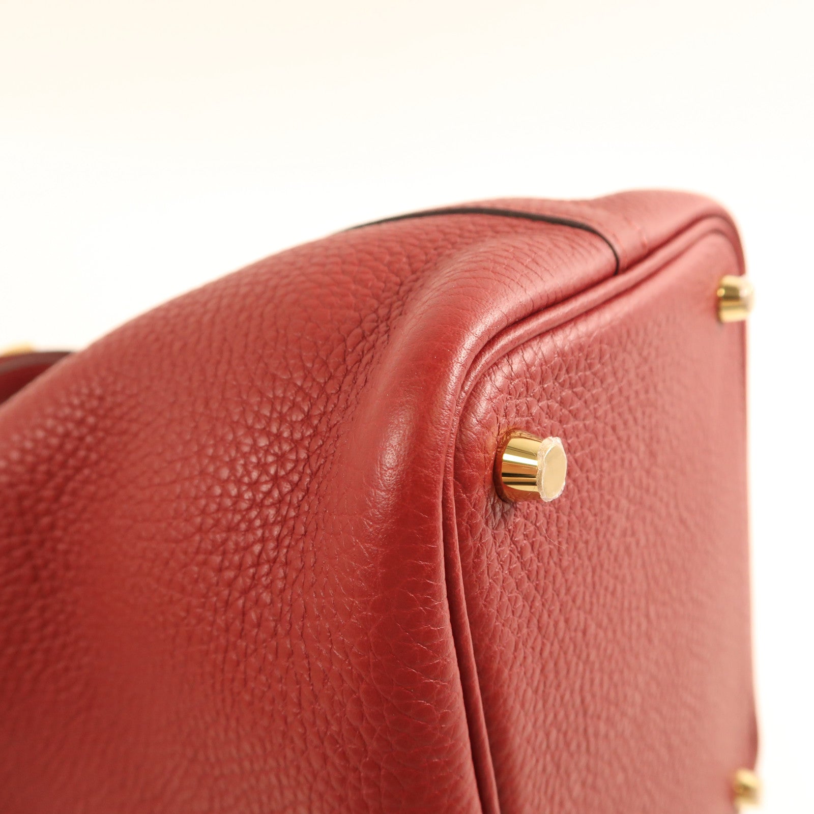 HERMES Clemence皮革Picotin PM金扣手挽袋Rouge Grenat