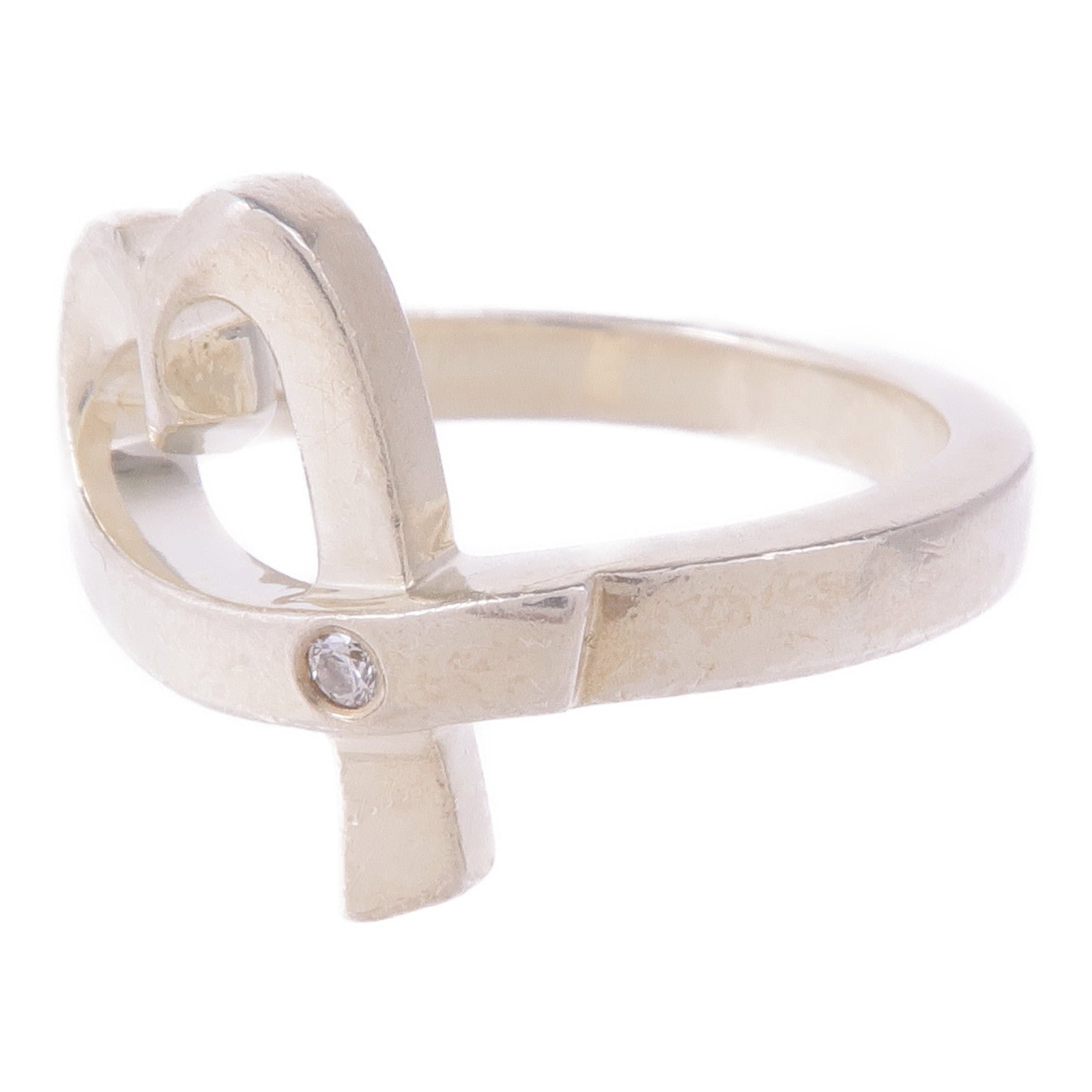 TIFFANY＆CO 925純銀Paloma Picasso Heart Diamond Ring鑽石戒指US#5.75