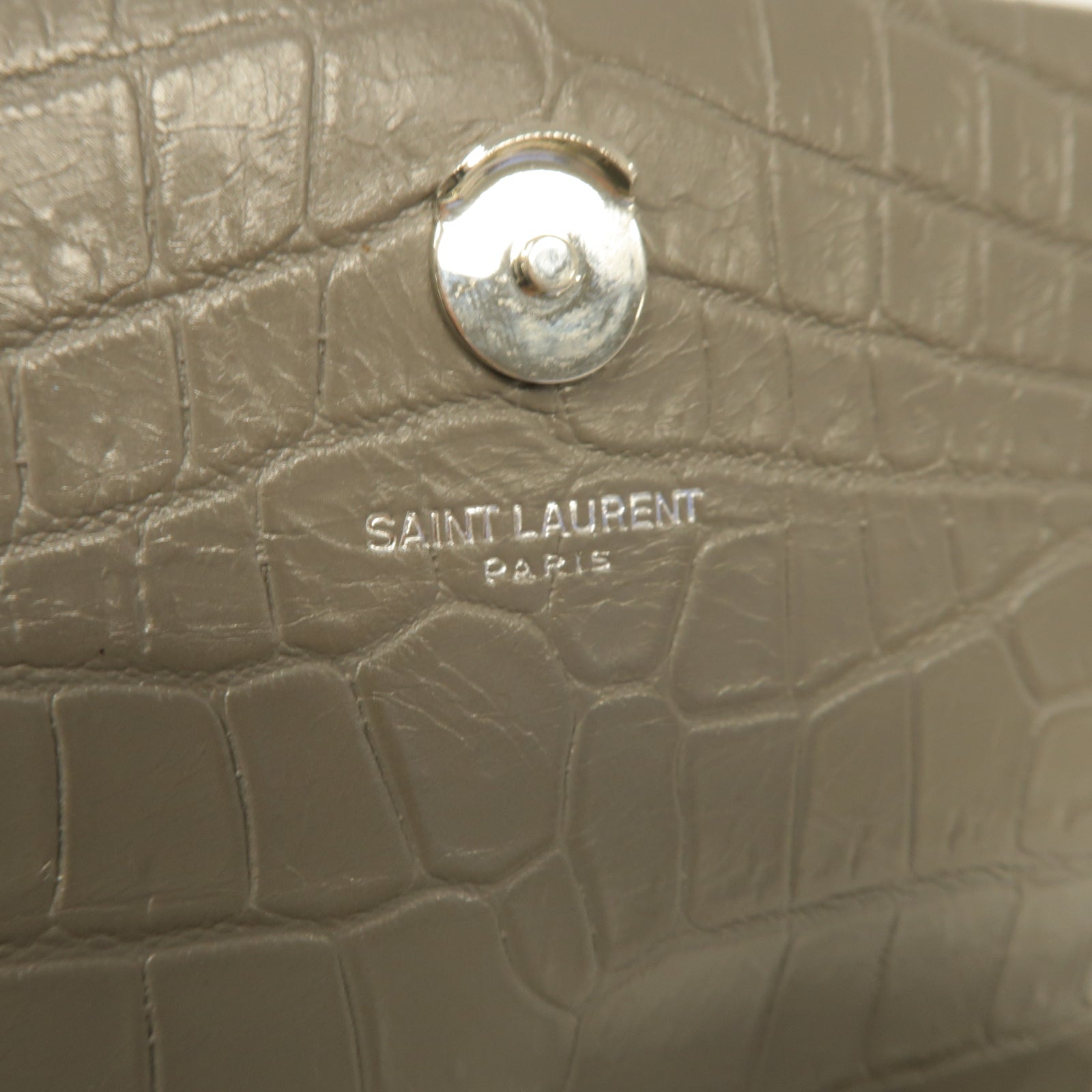 YVES SAINT LAURENT 【激減優惠】牛皮皮革Shoulder Bag銀扣鏈帶肩背袋灰色