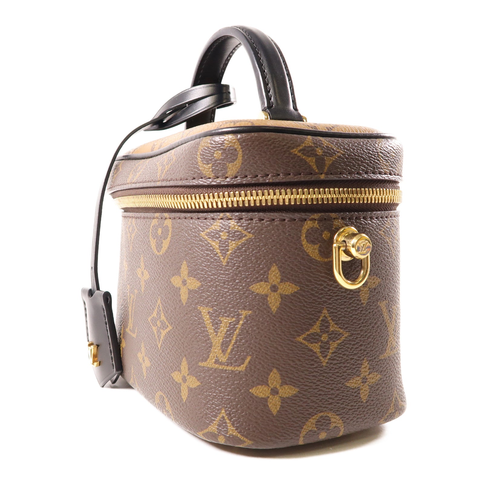 LOUIS VUITTON Monogram Reverse Vanity PM金扣手挽肩背兩用袋棕色