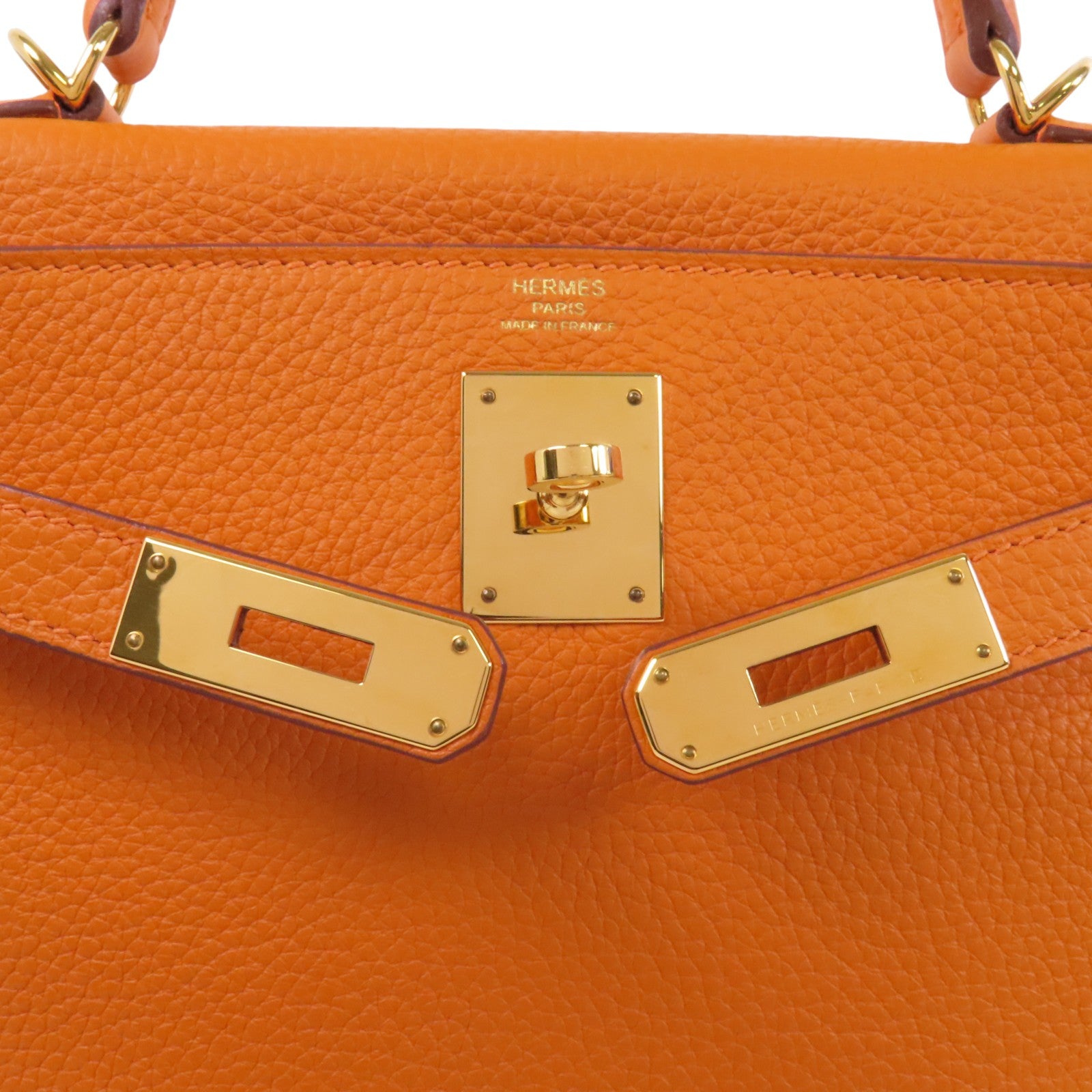 HERMES Clemence皮革Kelly 28金扣手挽肩背兩用袋