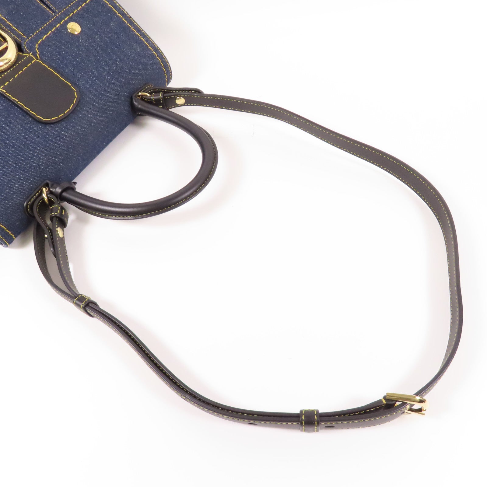 Delvaux 帆布Brillant Trench金扣手挽肩背兩用袋黑色/藍色