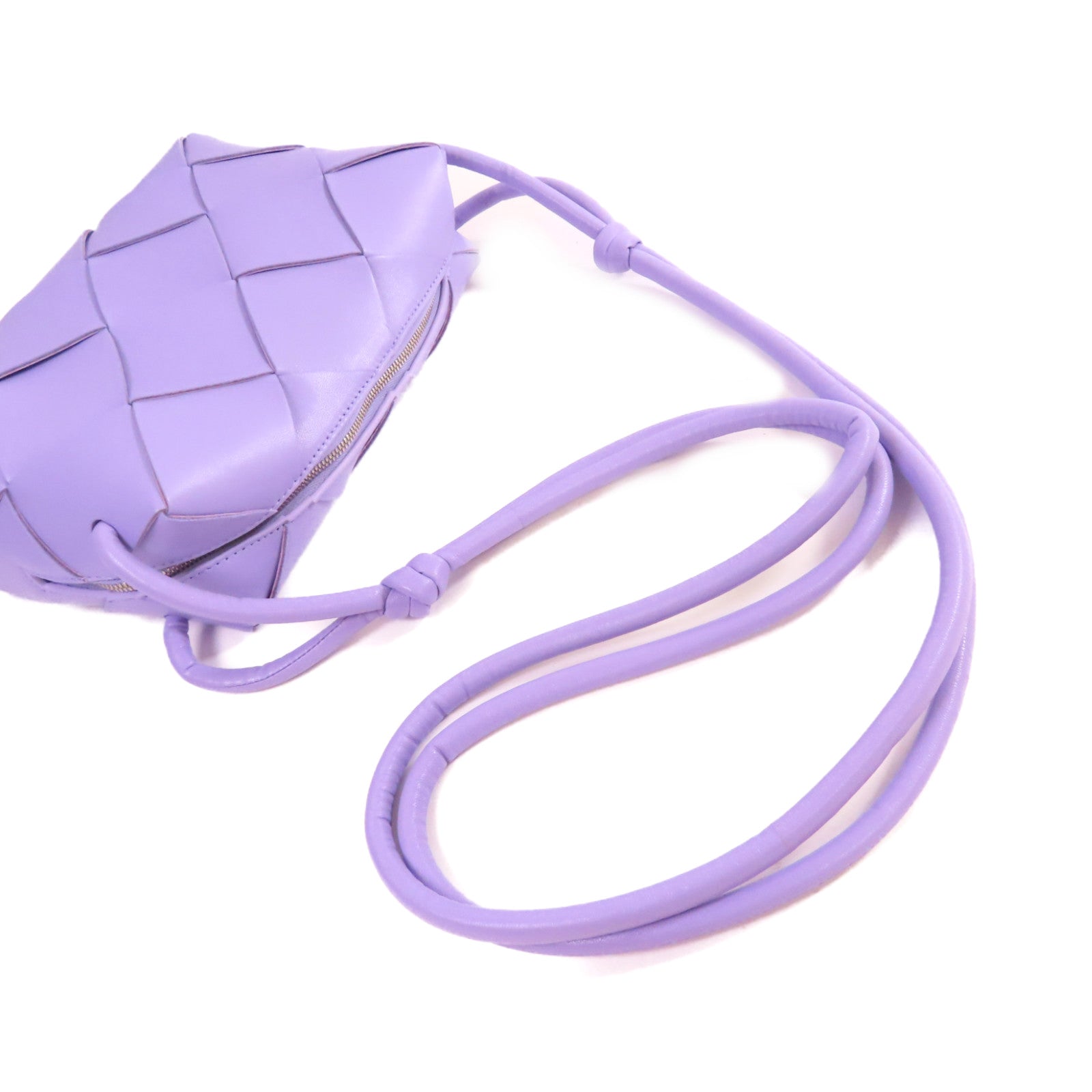 BOTTEGA VENETA 織紋皮革Small Camera Bag銀扣肩背袋淺紫色