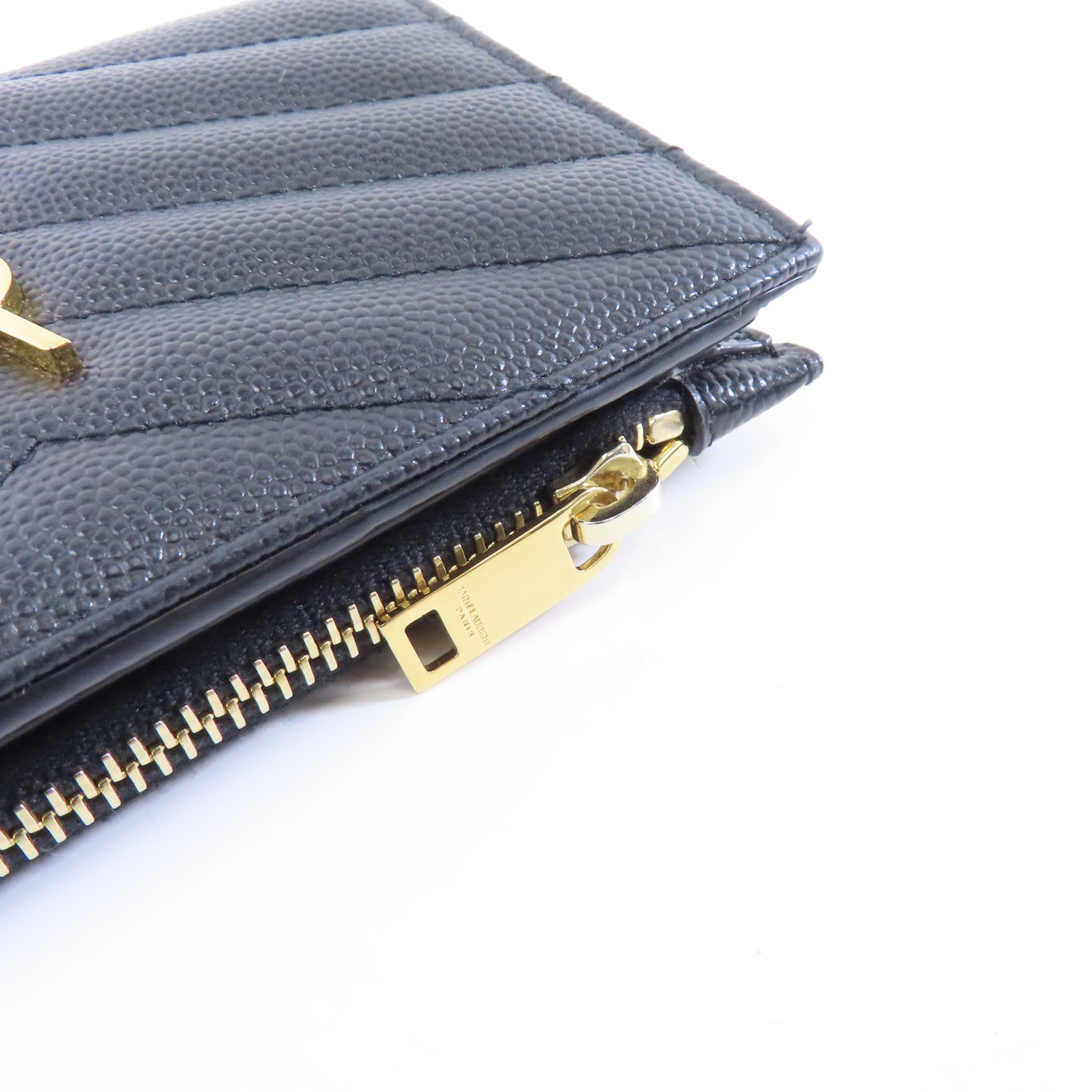 SAINT LAURENT 牛皮皮革Wallet金扣錢包黑色