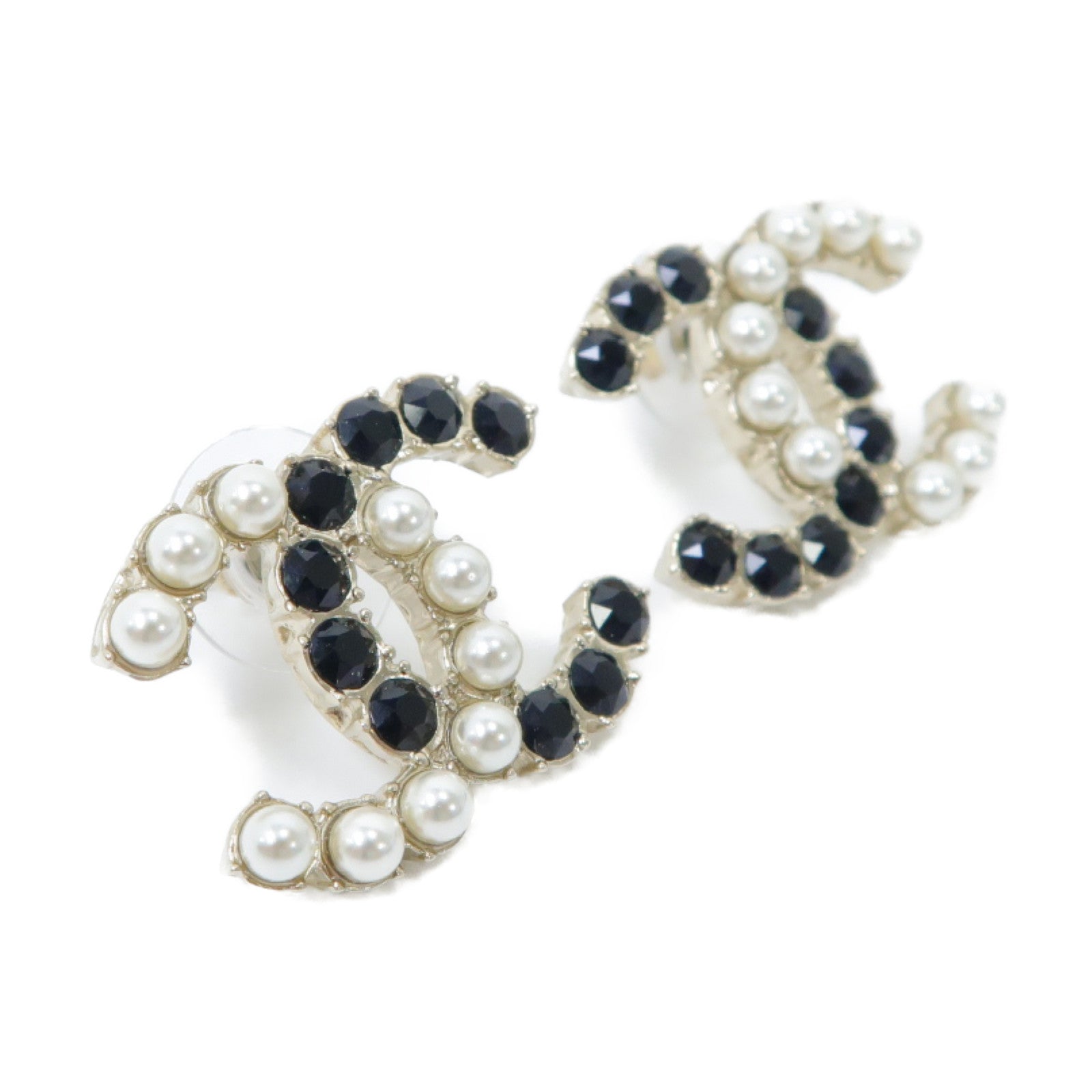 CHANEL 金屬Earrings耳環黑色/白色