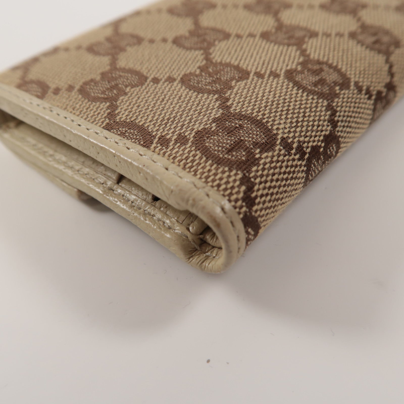 GUCCI 帆布Wallet金扣錢包白色