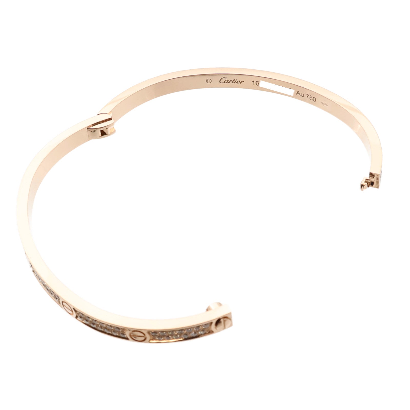 CARTIER 18K玫瑰金Love Bangle SM Paved鑽石手鐲Cartier#16