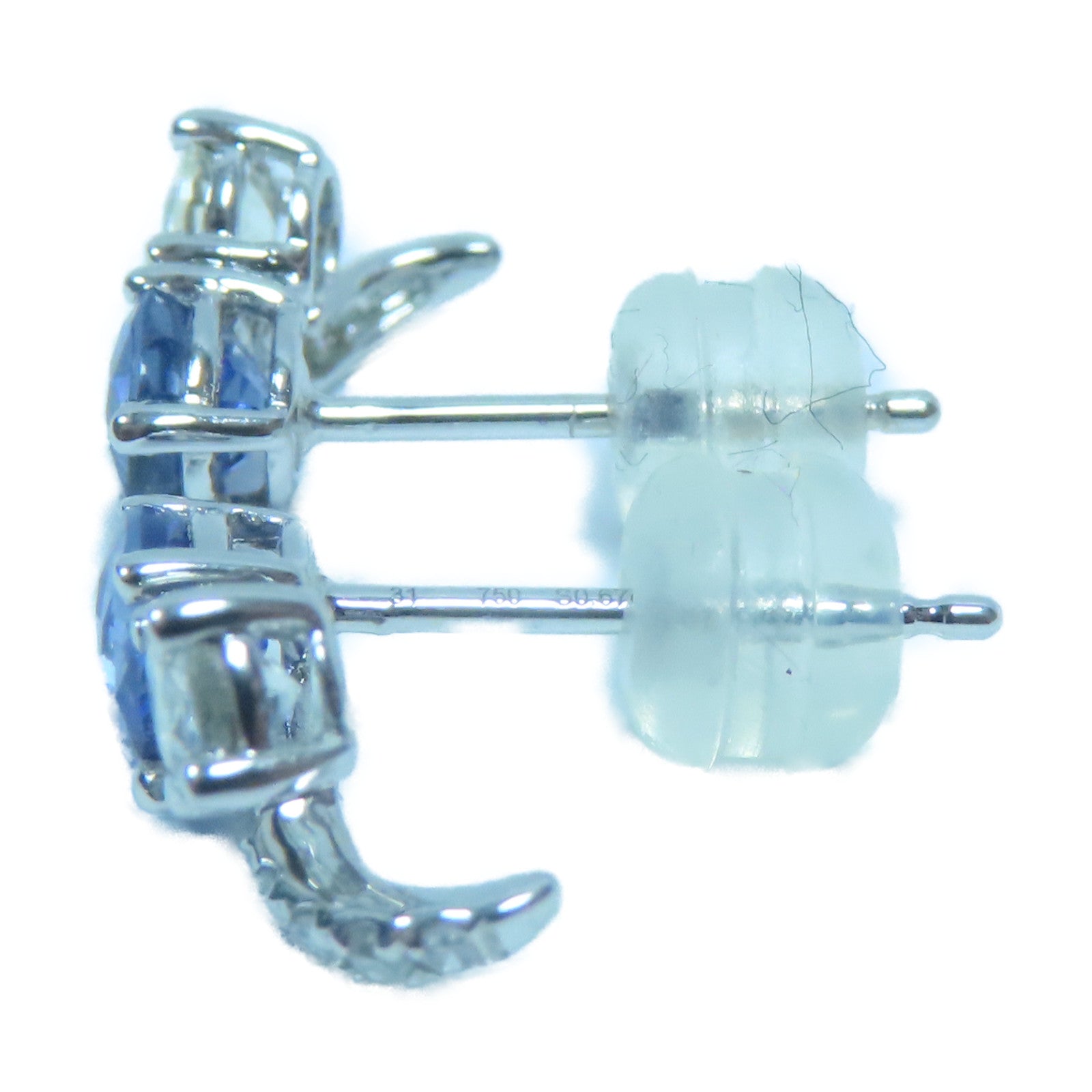 JEWELRY **【激減優惠】18K白金Sapphire Diamond Earrings 1.34ct藍寶石/0.06ct鑽石耳環銀色/藍色