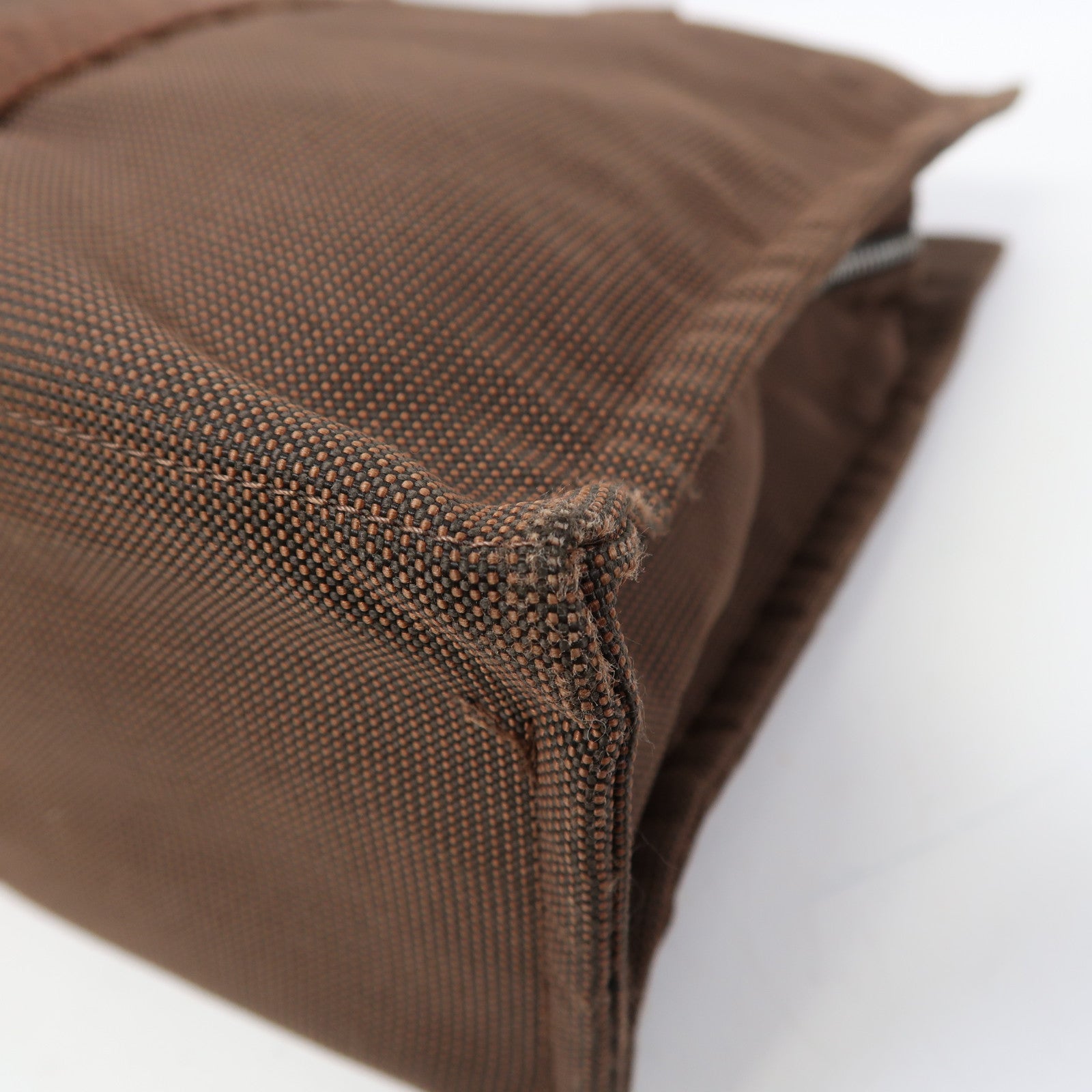 HERMES 帆布Ale Line銀扣手挽袋啡色