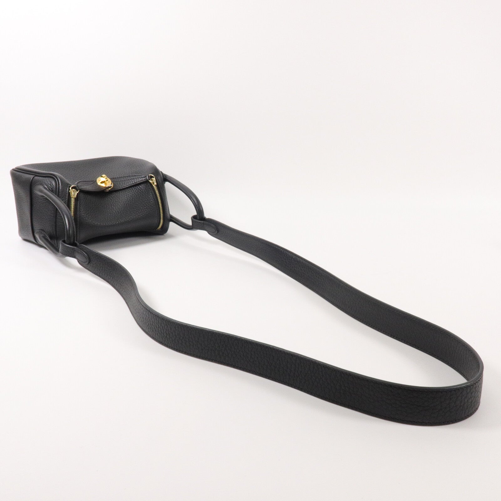 HERMES Clemence皮革Mini Lindy手挽肩背兩用袋Noir