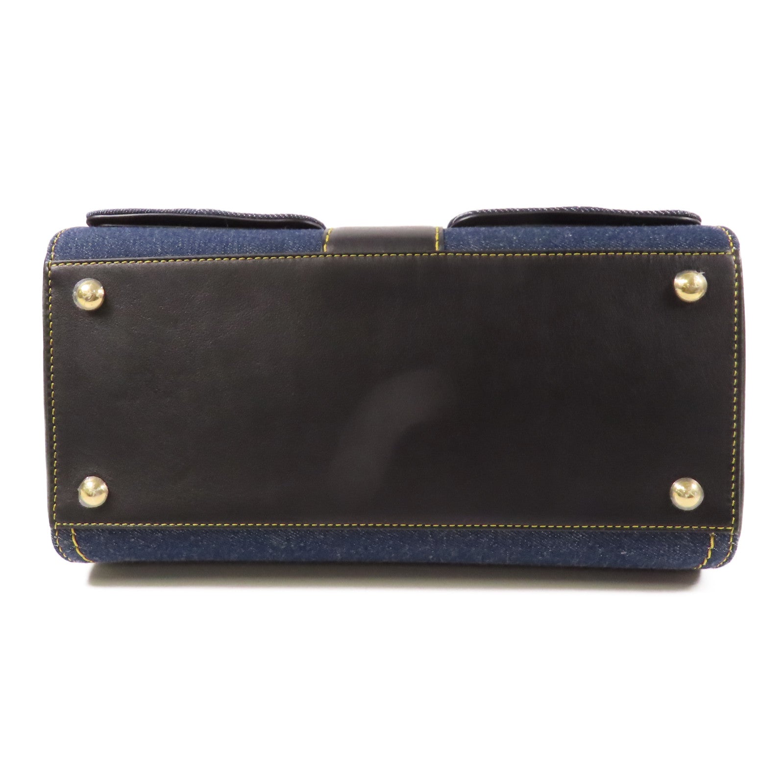 Delvaux 帆布Brillant Trench金扣手挽肩背兩用袋黑色/藍色
