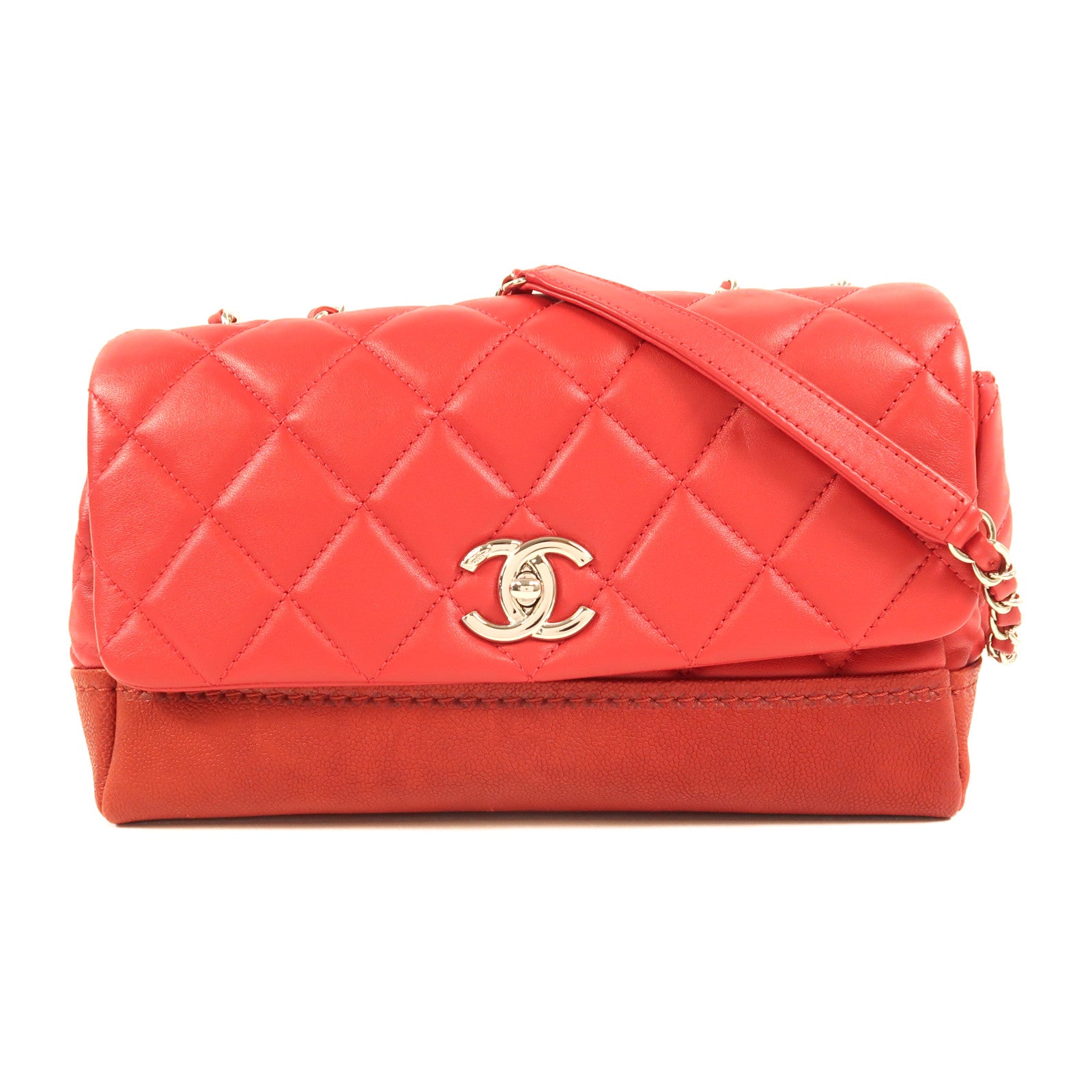 CHANEL 牛皮皮革Chain Shoulder銀扣鏈帶肩背袋