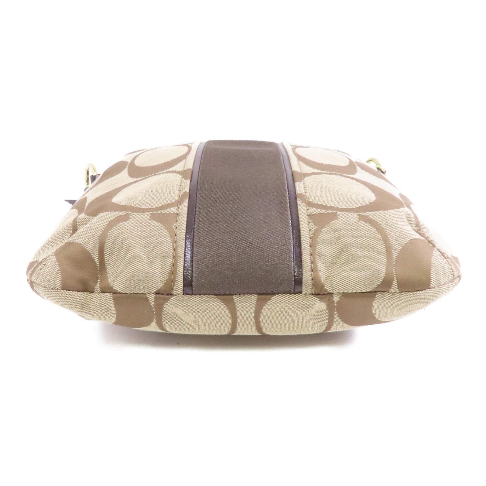 COACH 帆布Shoulder Bag金扣肩背袋棕色