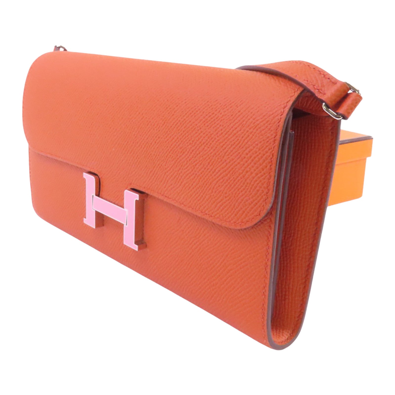 HERMES Epsom皮革Constance To Go銀扣肩背袋