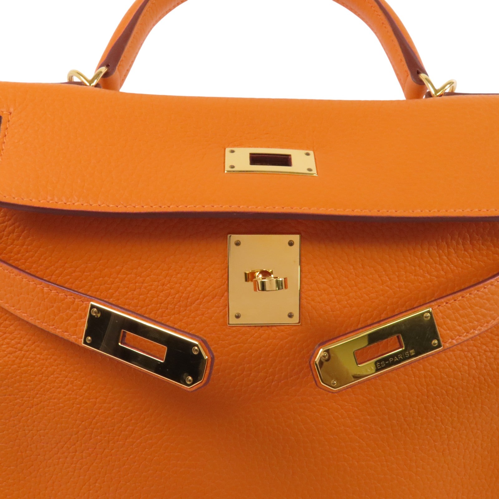 HERMES Clemence皮革Kelly 28金扣手挽肩背兩用袋