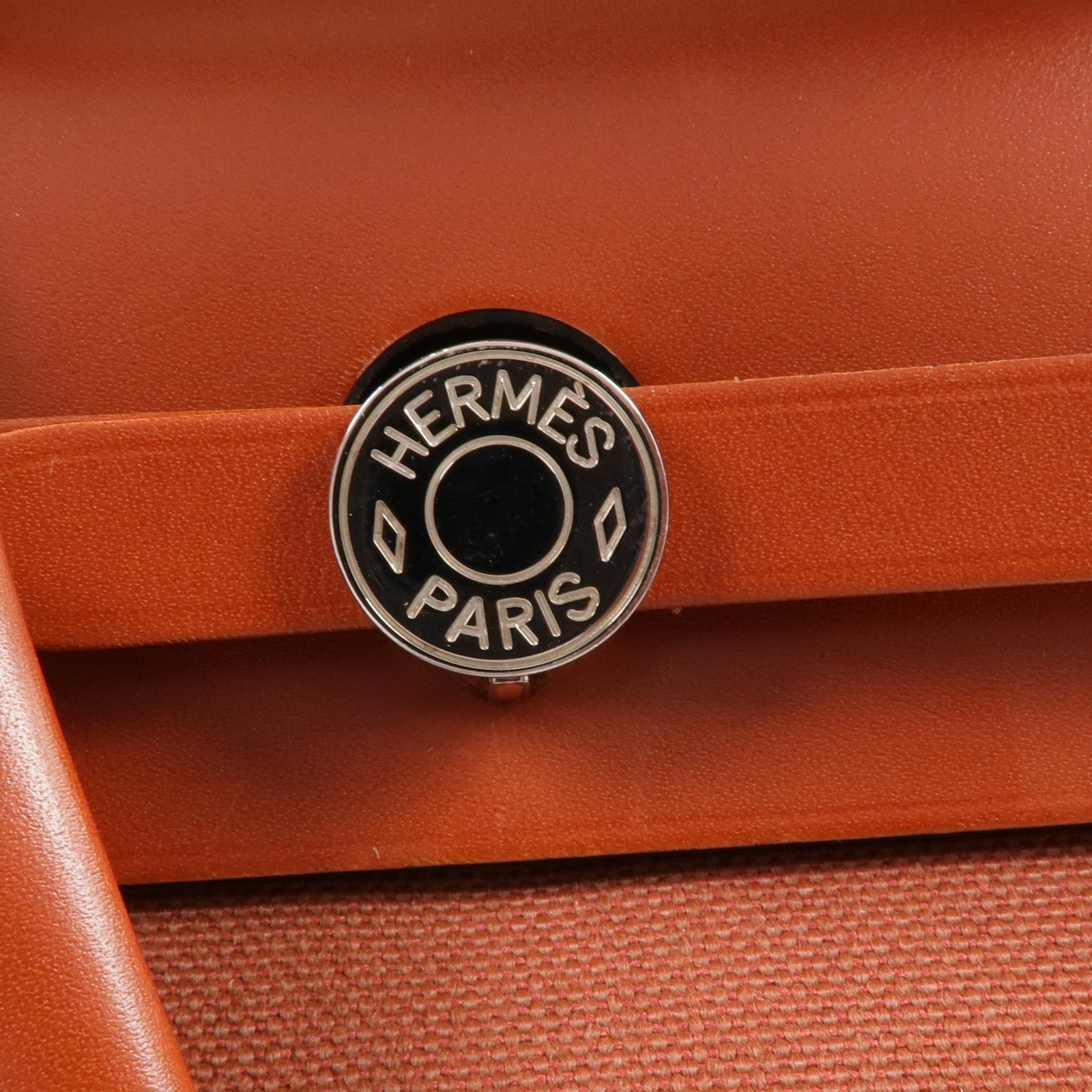 HERMES 帆布Herbag PM銀扣手挽肩背兩用袋Rouge H