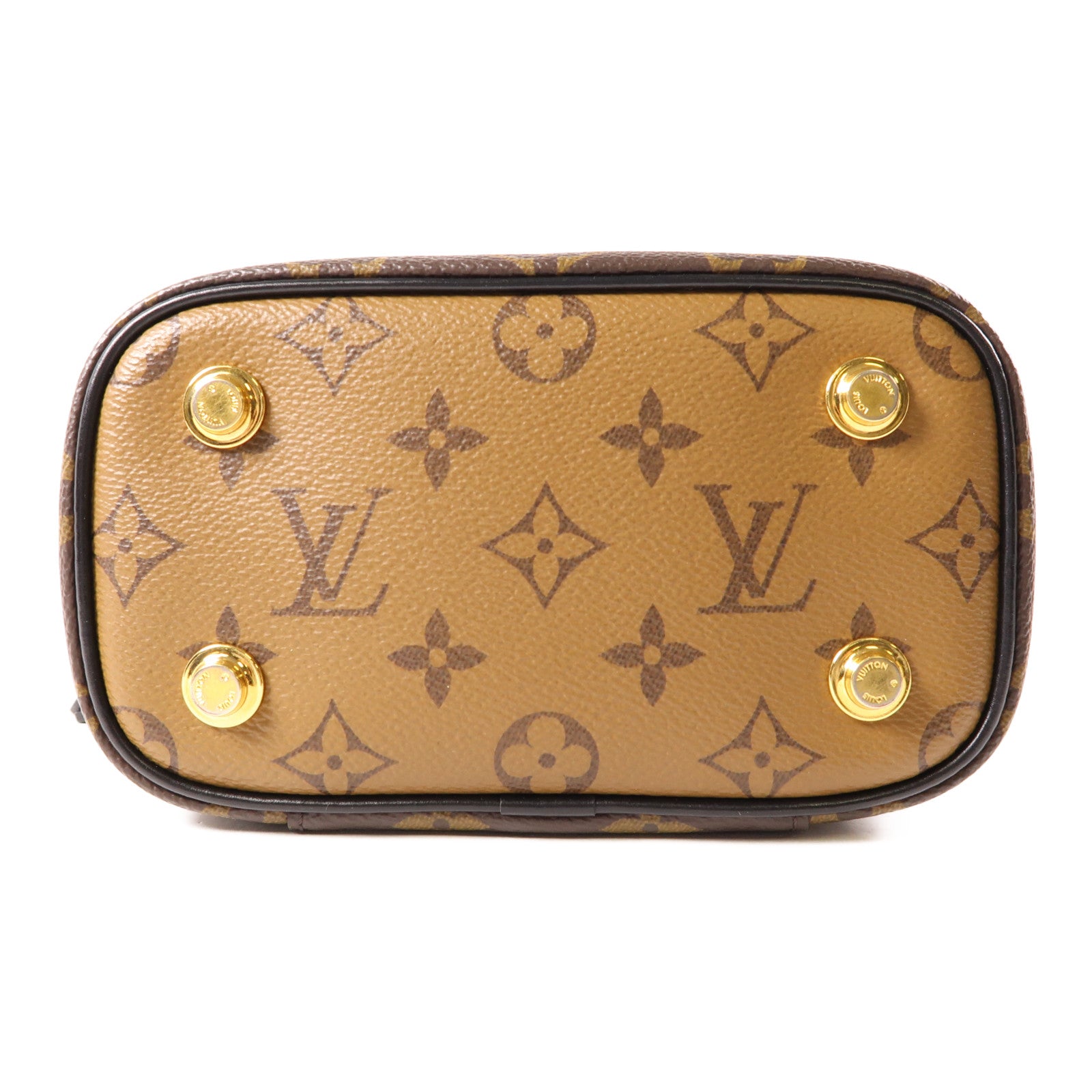 LOUIS VUITTON Monogram Reverse Vanity PM金扣手挽肩背兩用袋棕色