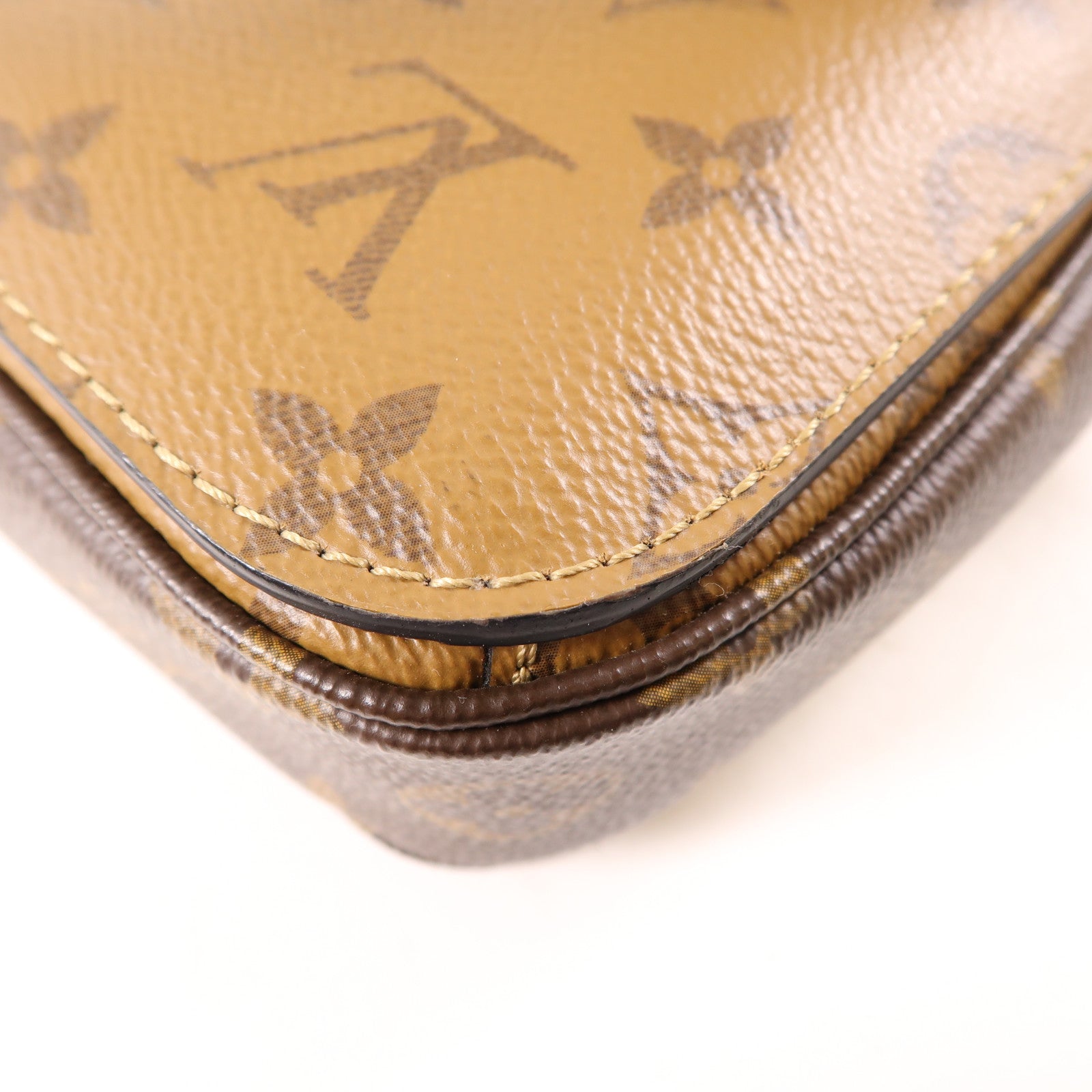 LOUIS VUITTON Monogram Reverse Pochette Metis金扣手挽肩背兩用袋棕色