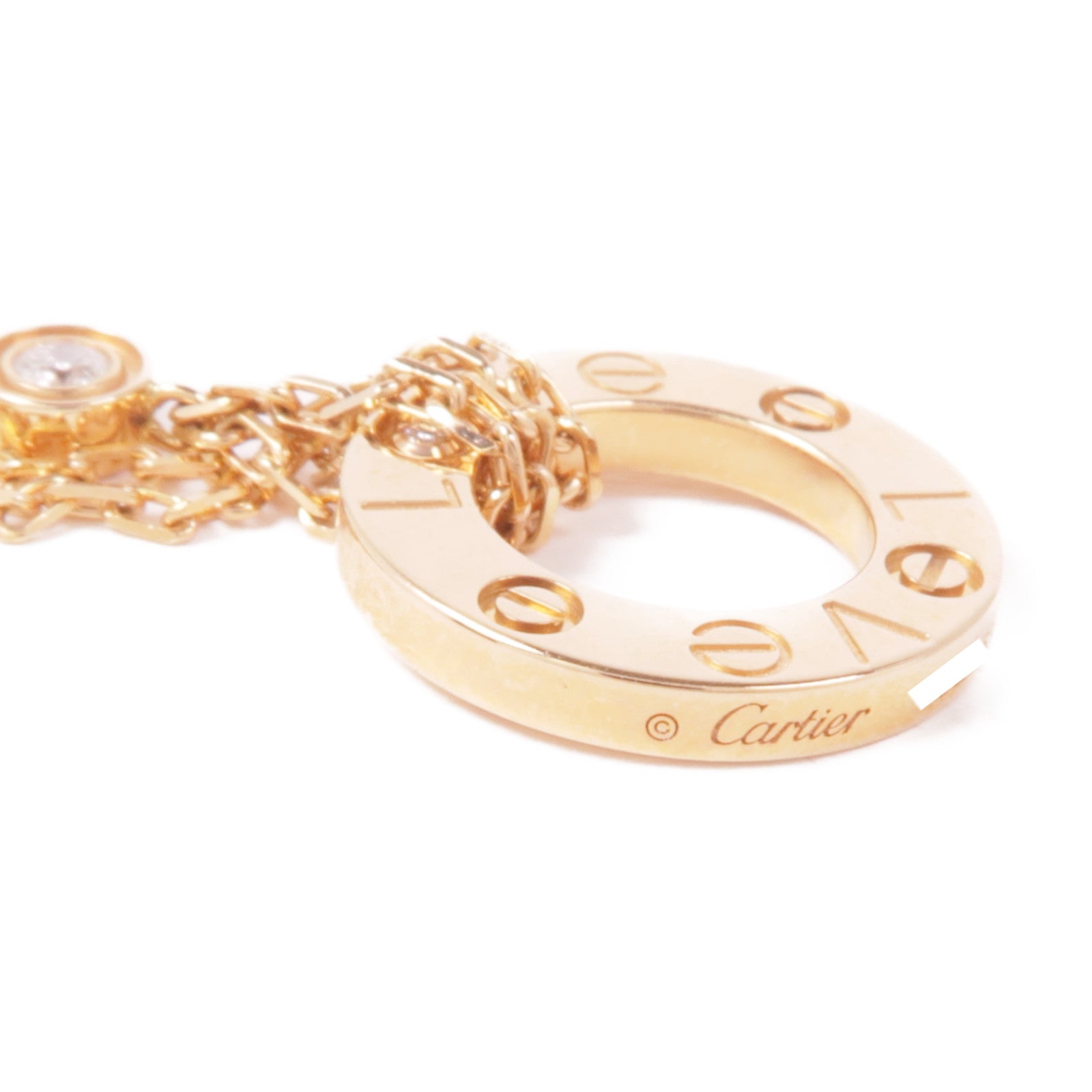 CARTIER 18K玫瑰金Love Necklace 2 Diamonds鑽石項鍊