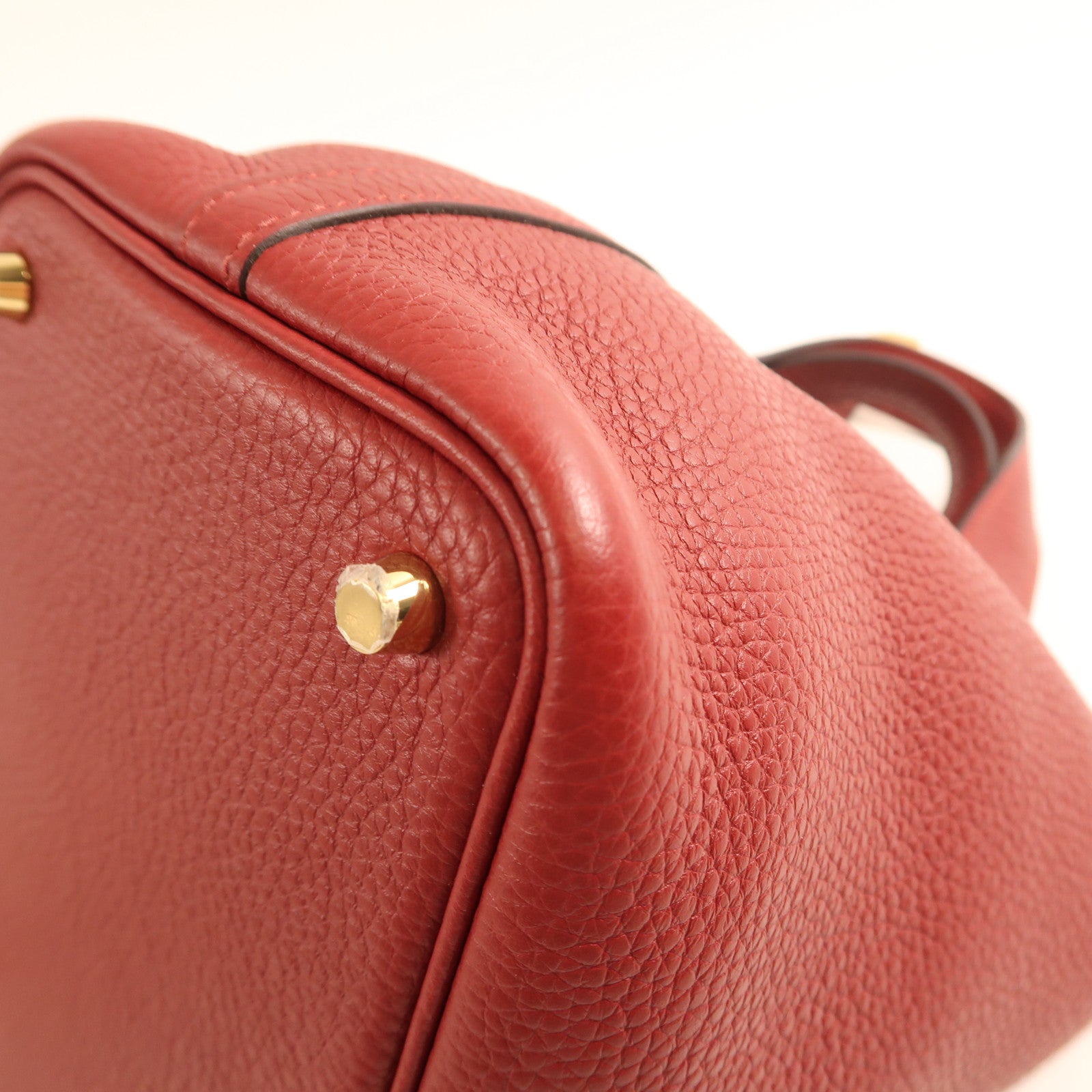 HERMES Clemence皮革Picotin PM金扣手挽袋Rouge Grenat
