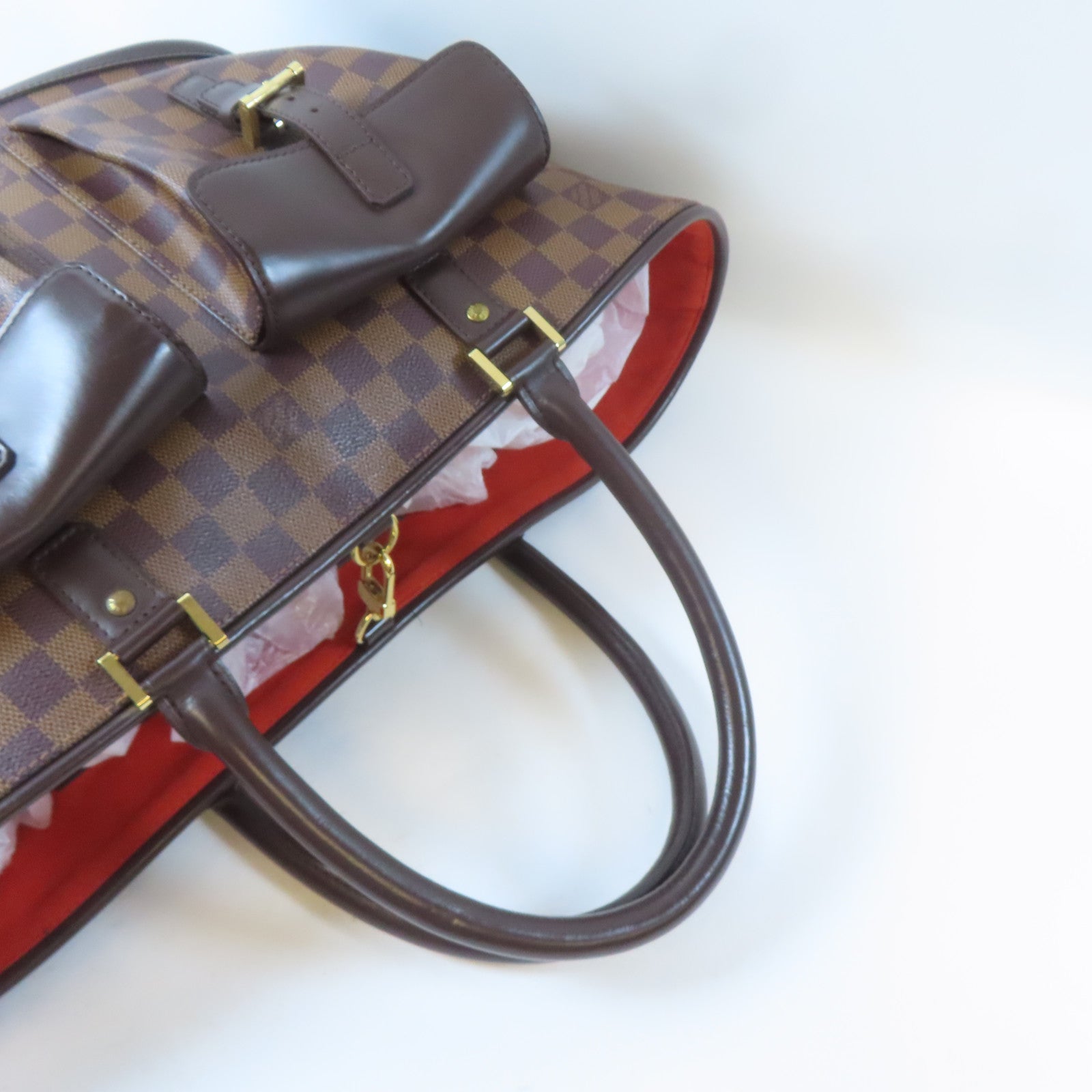 LOUIS VUITTON 【激減優惠】Damier Manosque GM金扣手挽袋啡色