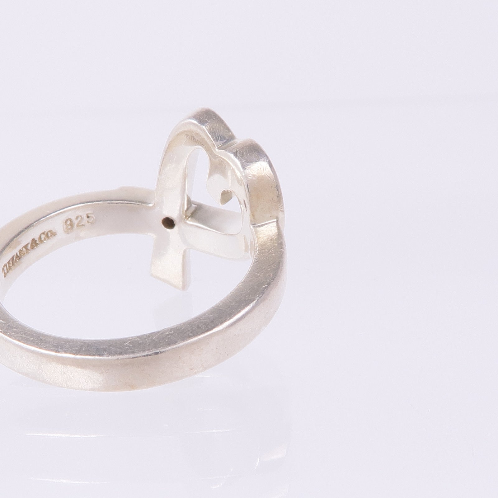 TIFFANY＆CO 925純銀Paloma Picasso Heart Diamond Ring鑽石戒指US#5.75