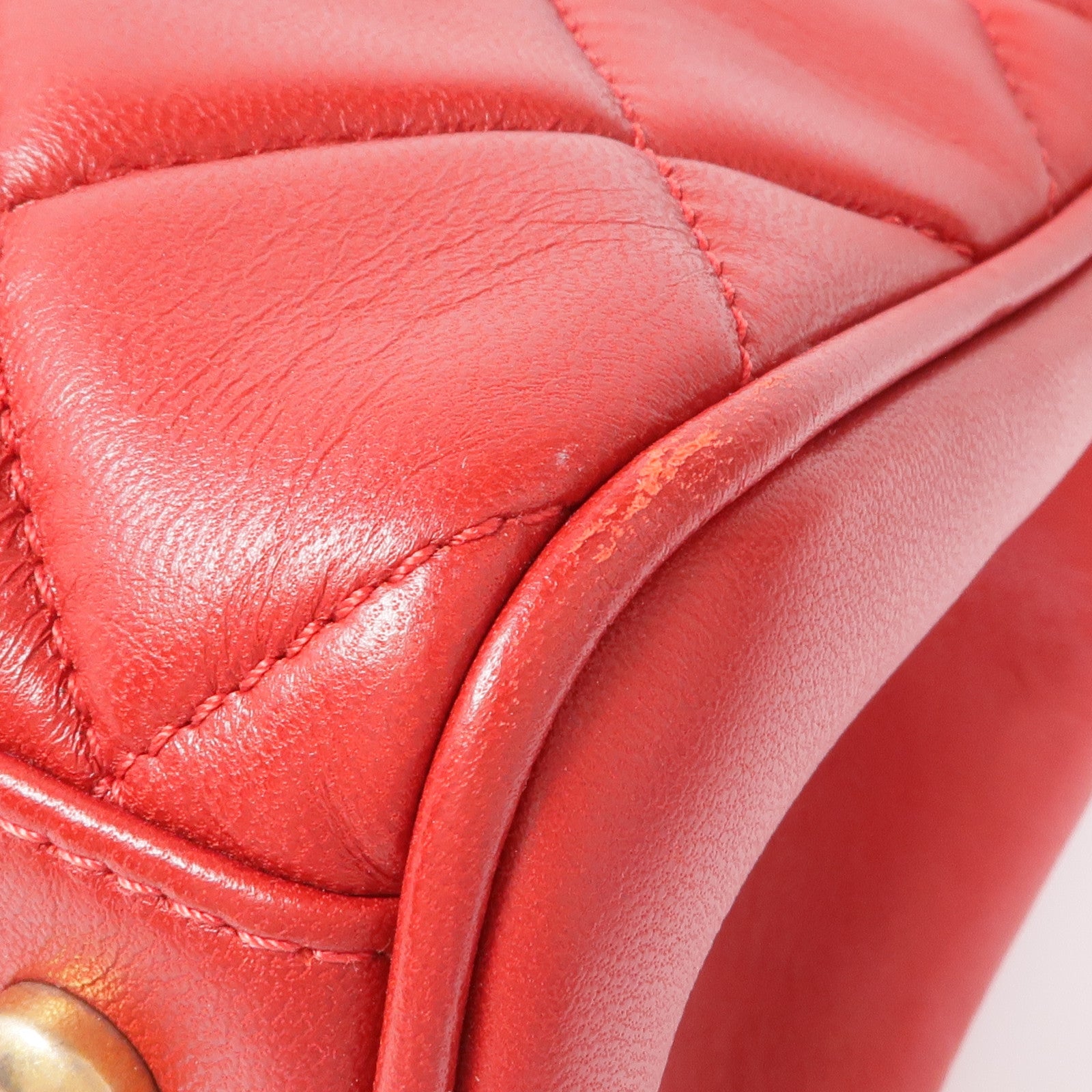 CHANEL CC GHW Materasse Chain Shoulder Bag Calfskin Leather Red