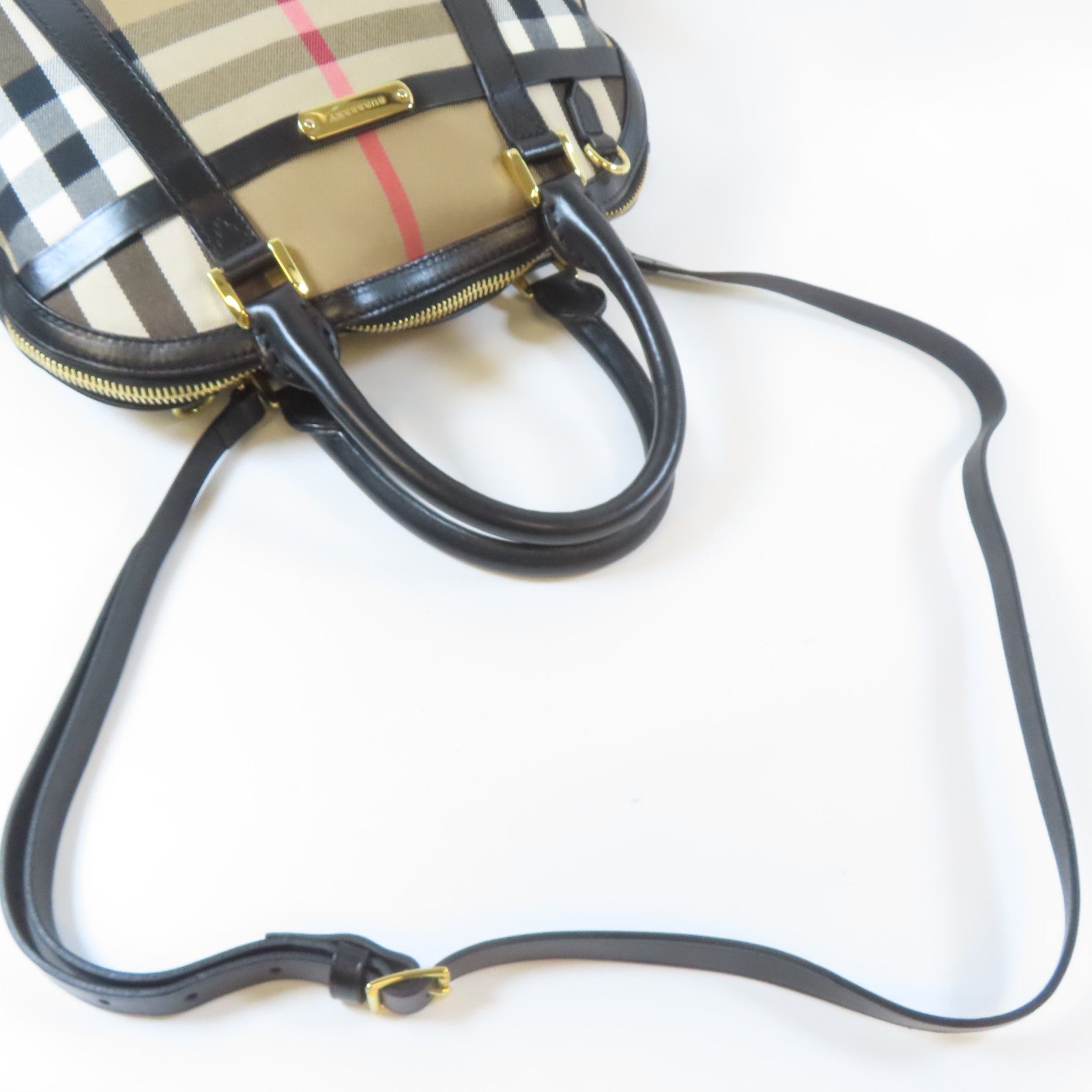 BURBERRY 帆布Shoulder Bag金扣肩背袋啡色