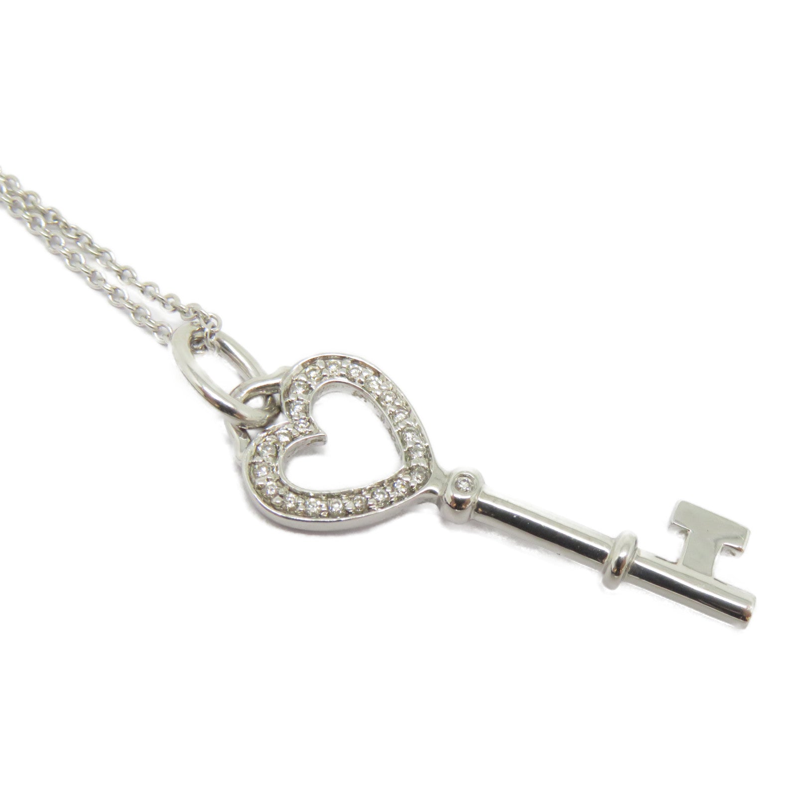 TIFFANY＆CO 18K白金Heart Key Necklace項鍊