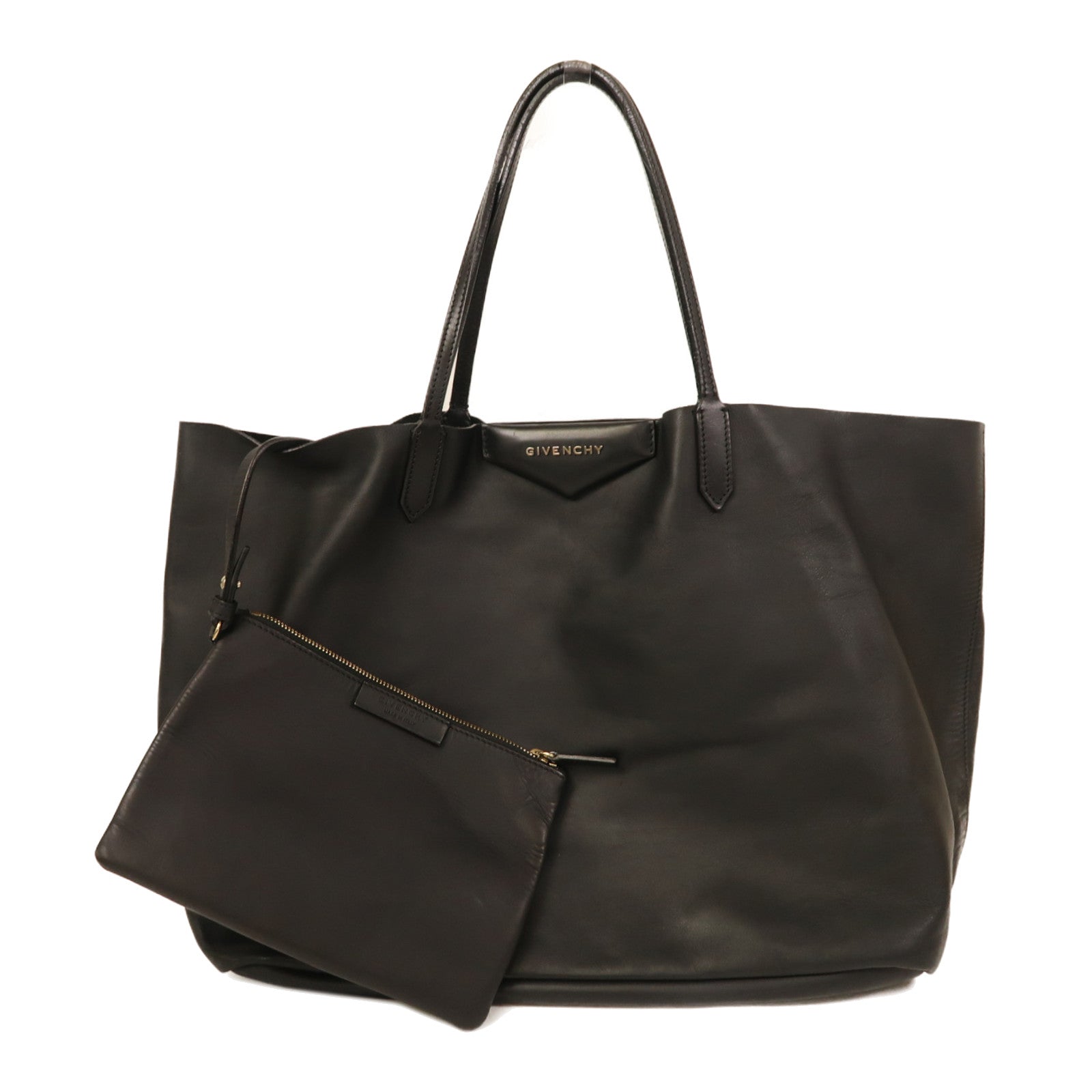 GIVENCHY 牛皮皮革Tote Bag金扣手挽袋黑色