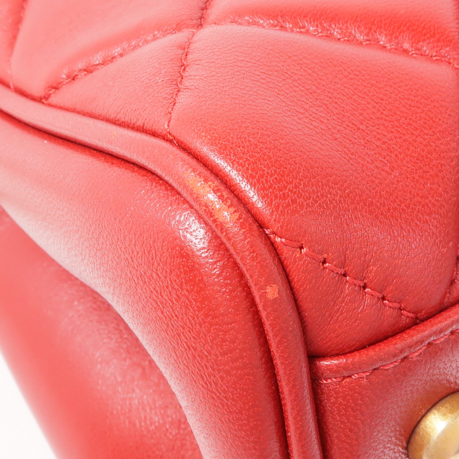 CHANEL CC GHW Materasse Chain Shoulder Bag Calfskin Leather Red