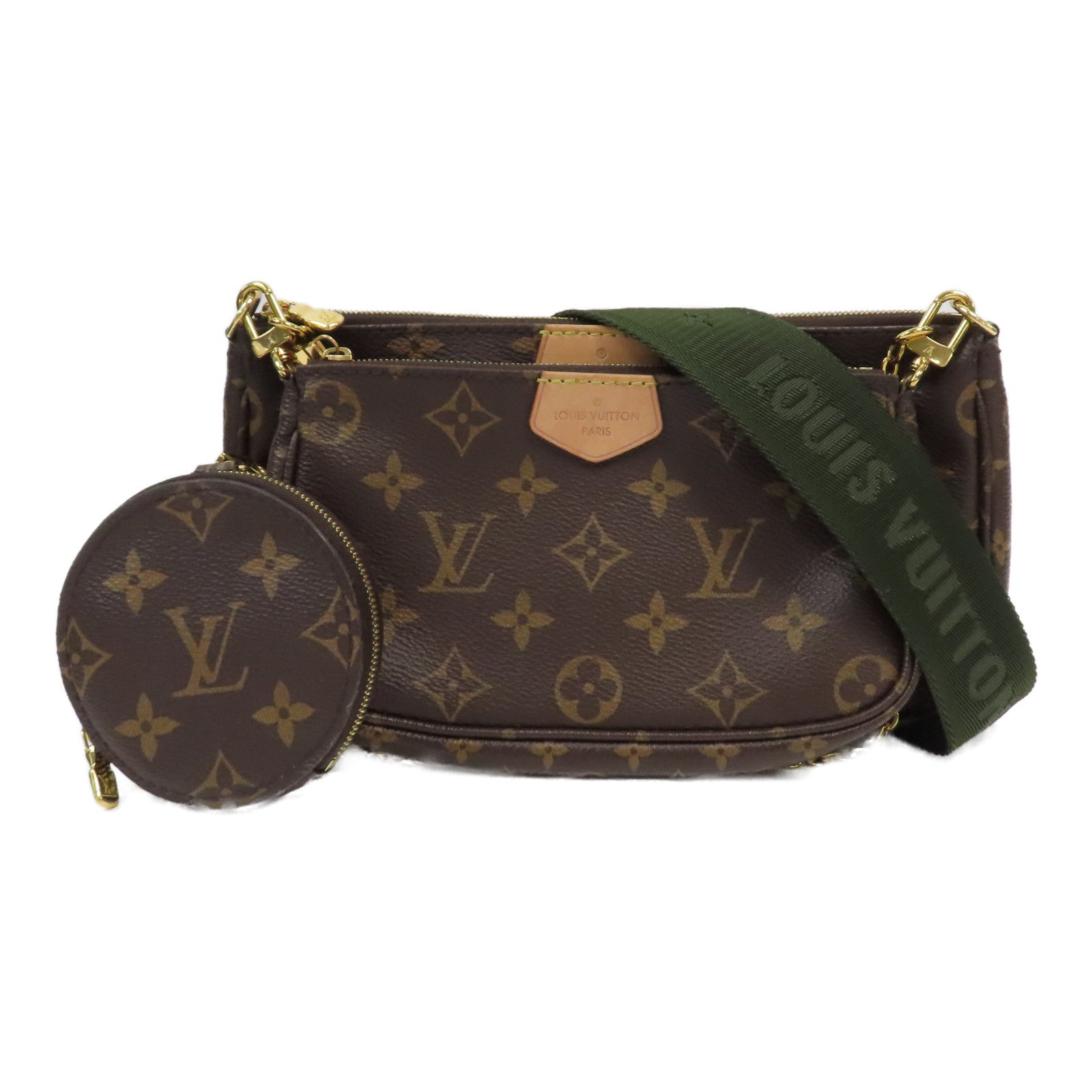 LOUIS VUITTON Monogram Multi Pochette Accessoires金扣肩背袋啡色
