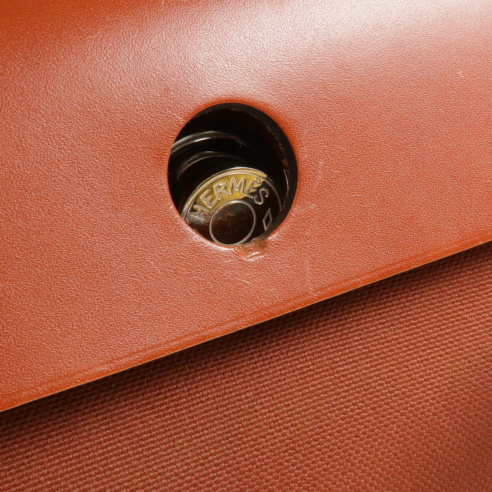 HERMES 【激減優惠】帆布Herbag PM銀扣手挽肩背兩用袋Rouge H