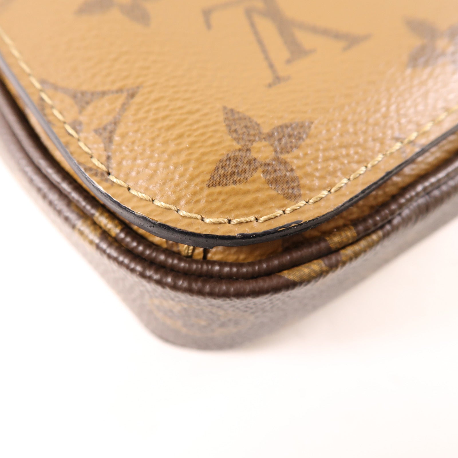 LOUIS VUITTON Monogram Reverse Pochette Metis金扣手挽肩背兩用袋棕色