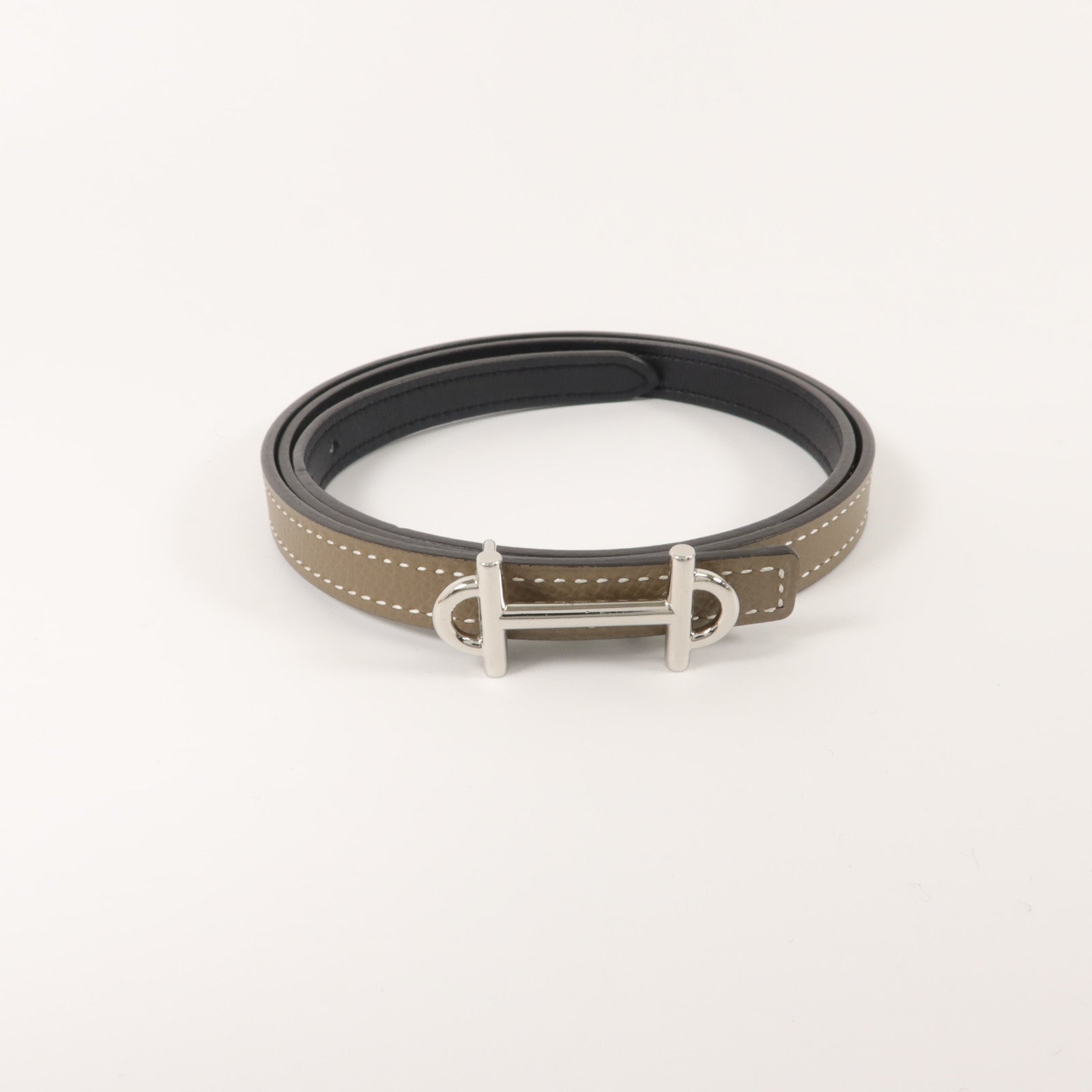 HERMES Epsom皮革/Swift皮革Belt皮帶Etoupe/Noir